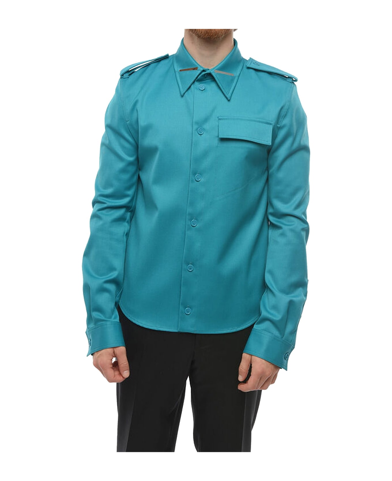 Bottega Veneta Grain De Poudre Wool Shirt - Green