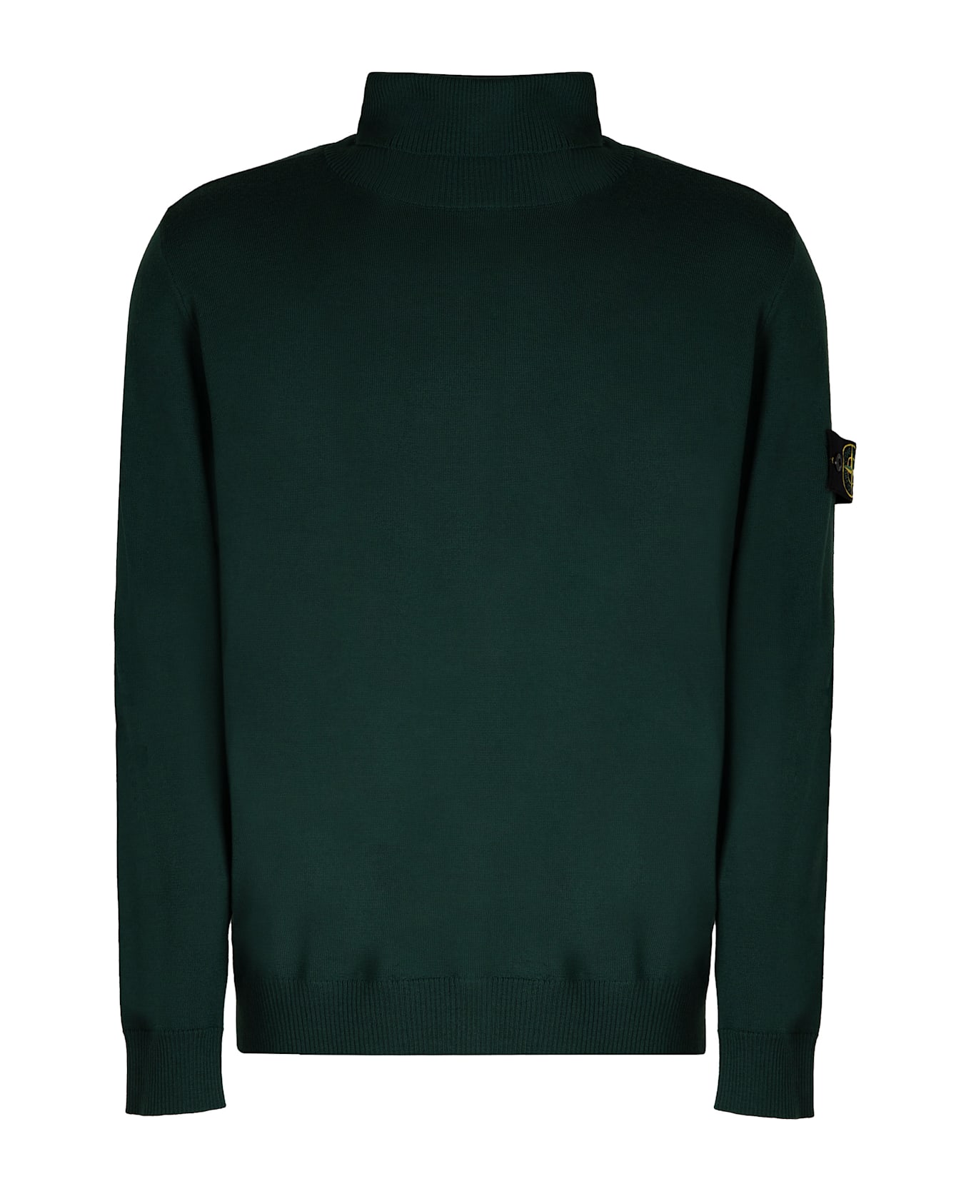 Stone Island Virgin Wool Turtleneck Sweater - green