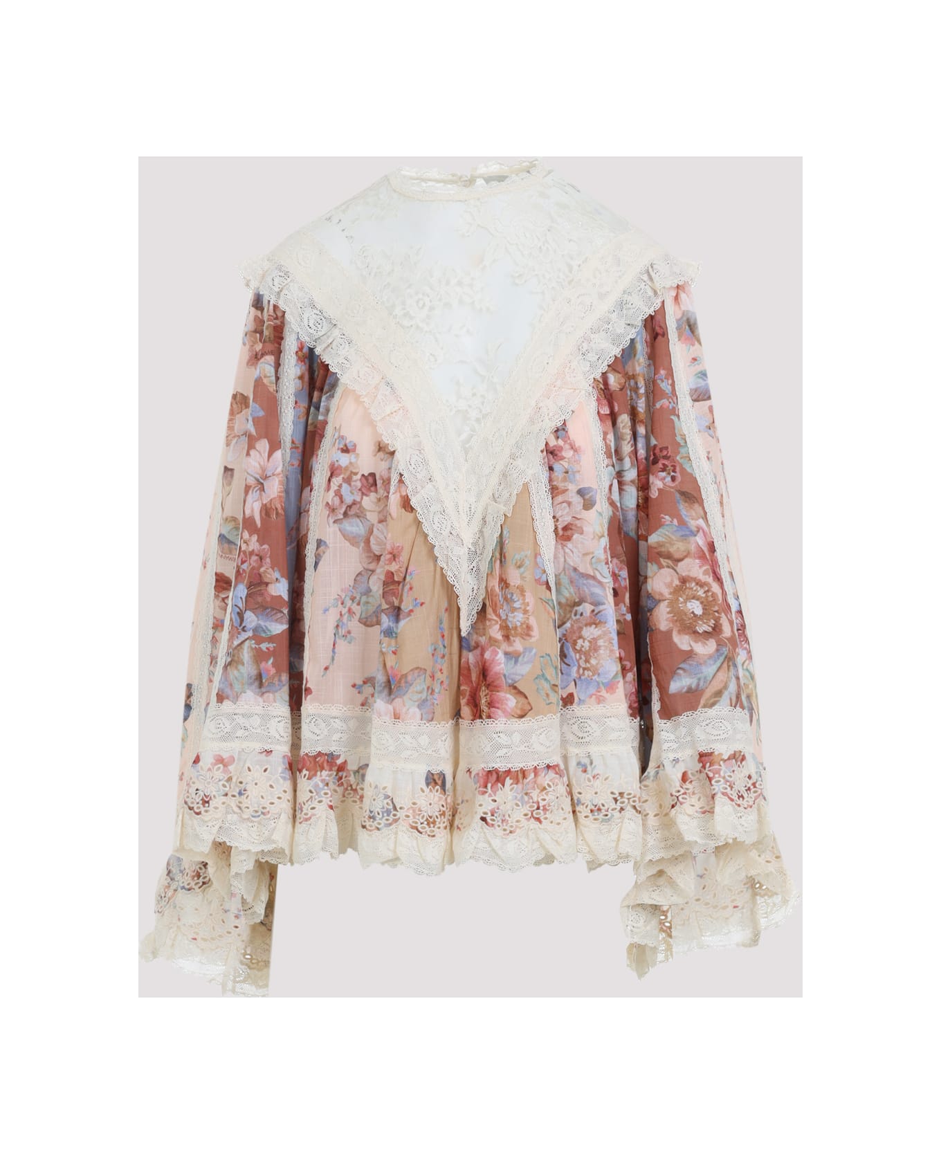 Zimmermann Awaken Lace Trim Blouse - Spliced Print