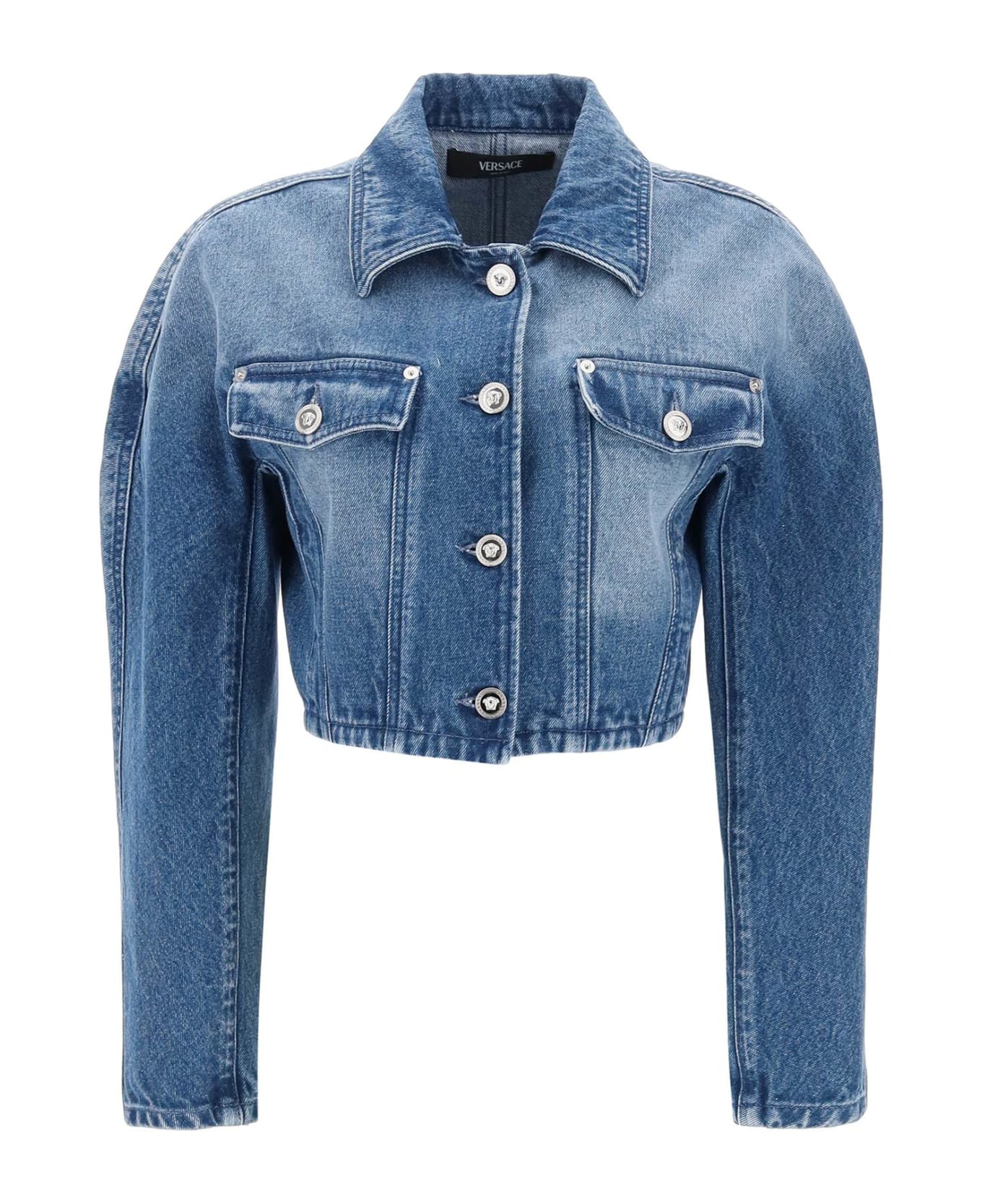 Versace Cropped Denim Jacket - Medium Blue