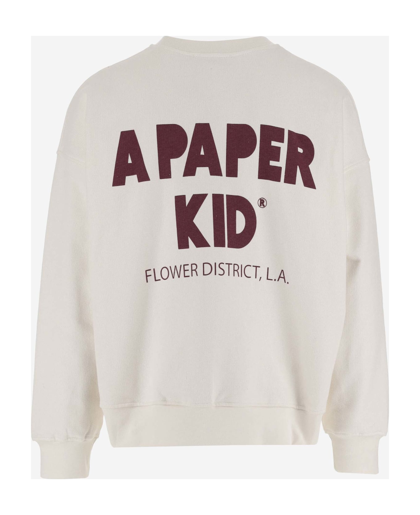 A Paper Kid Cotton Sweatshirt With Logo - White フリース
