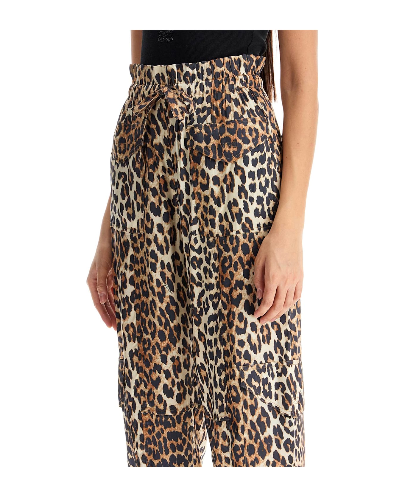 Ganni Leopard Print Pants - LEOPARD (Brown)