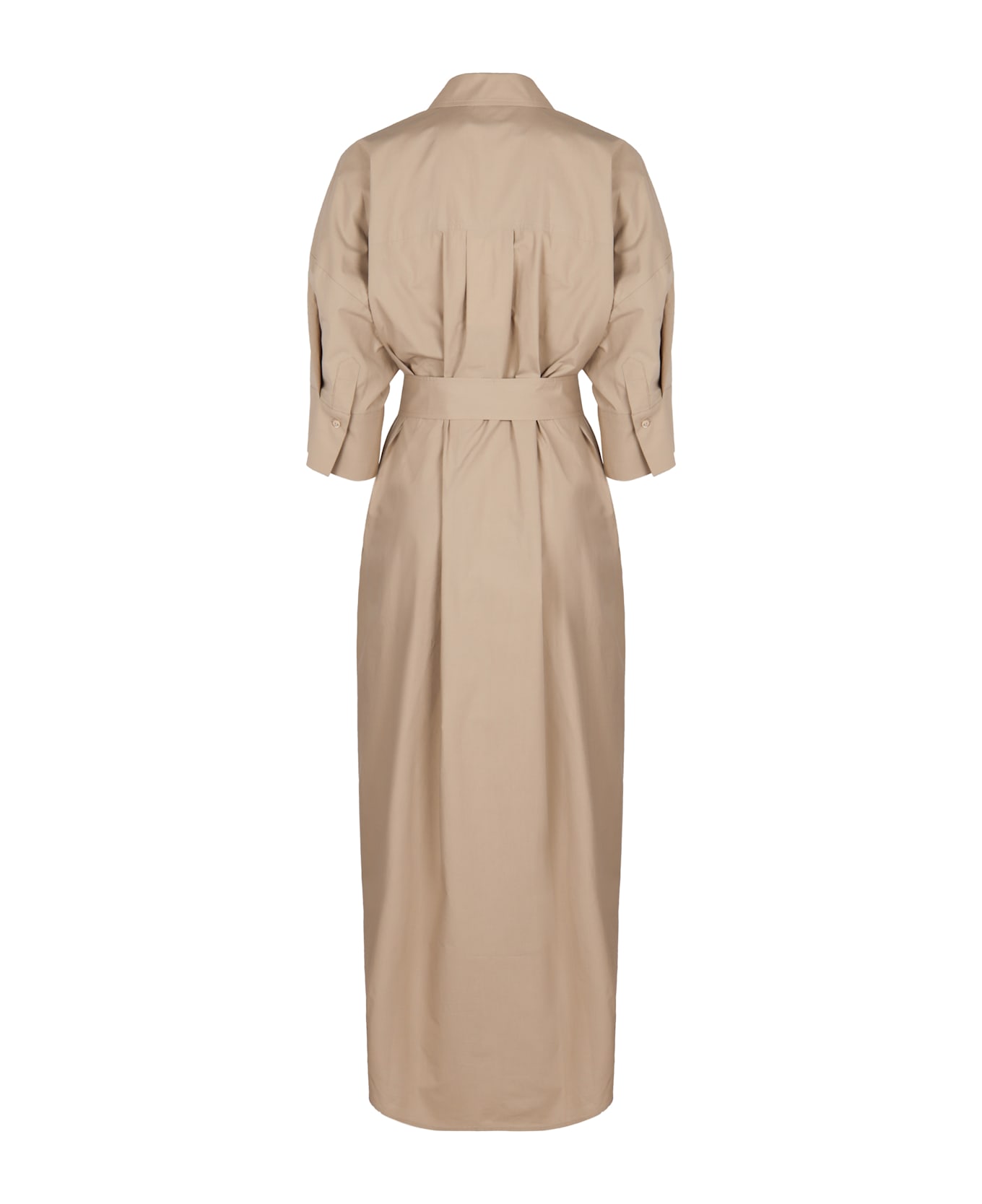 Parosh Belted Cotton Dress - Sand