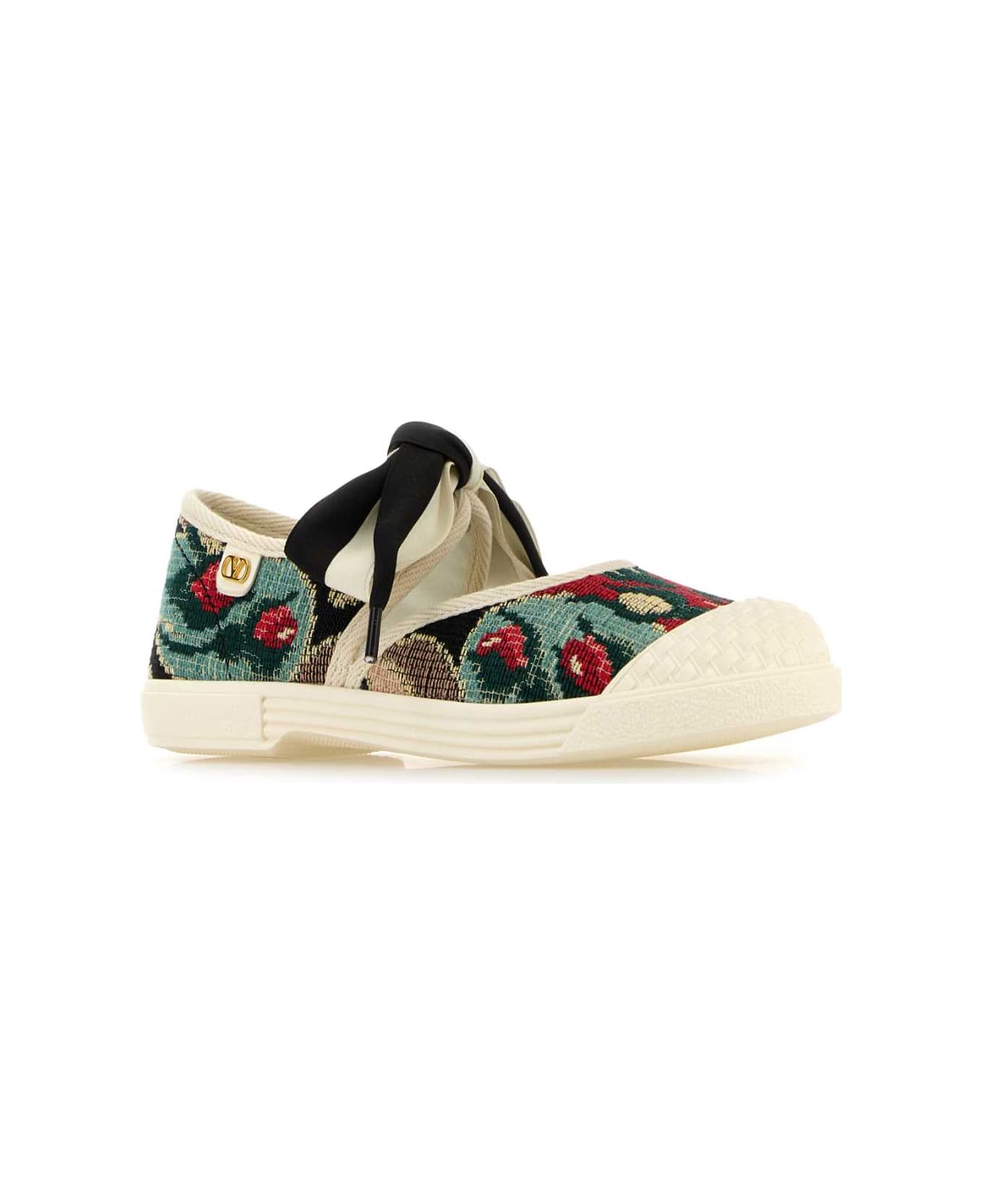 Valentino Garavani Embroidered Canvas Bay By Bay Slip Ons - NEROFIORIMULTICOLORIVORYIVORY