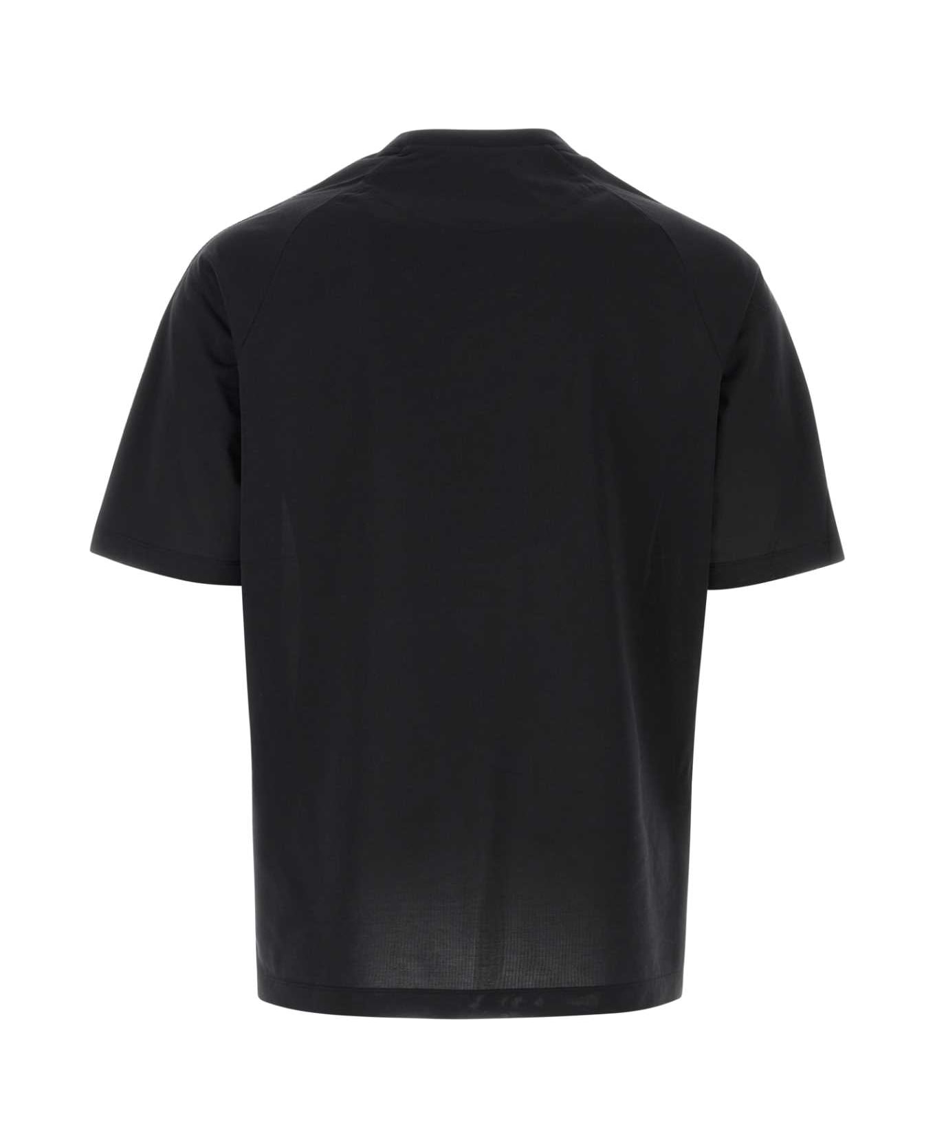 Y-3 Black Cotton Blend Oversize T-shirt - BLACKOFFWHITE
