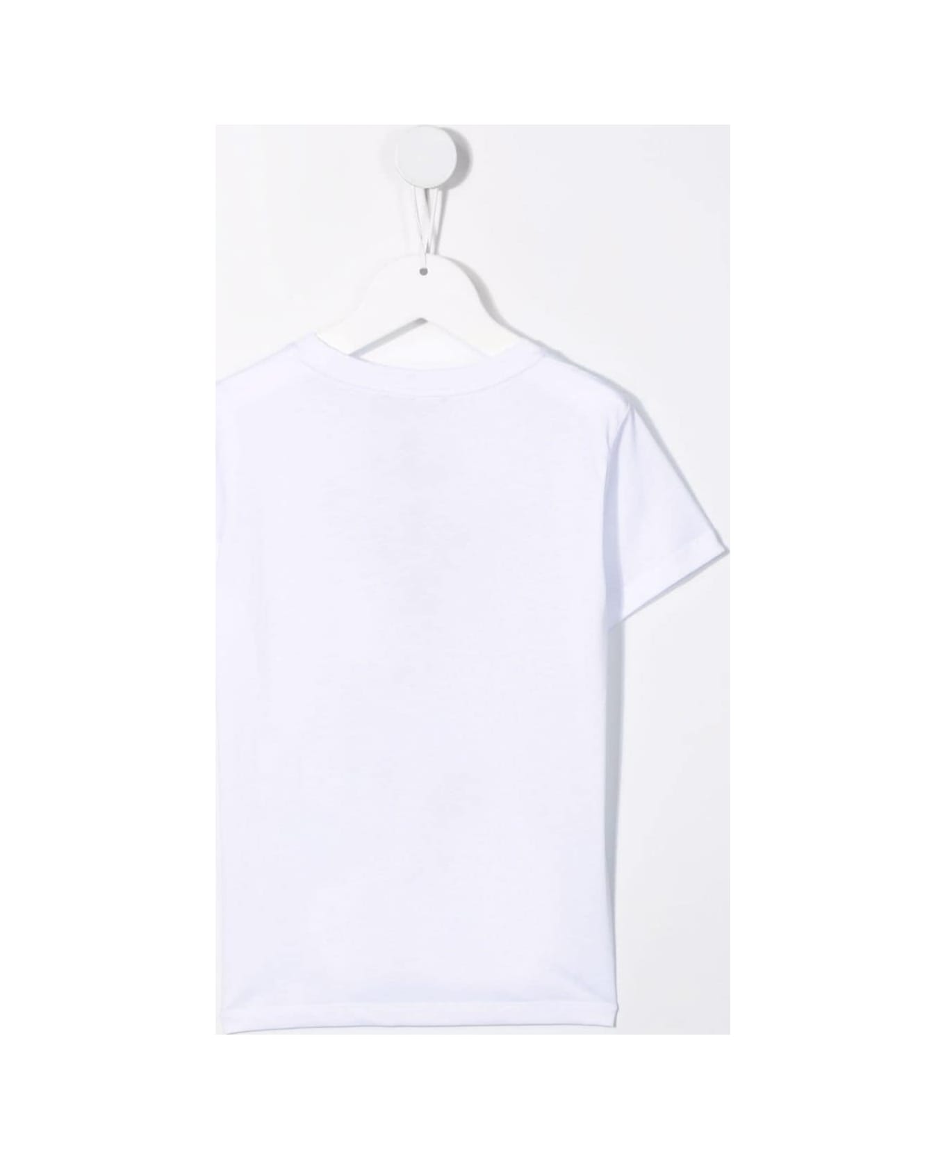 Emporio Armani White Round Neck T-shirt With Logo Print In Cotton Boy - WHITE
