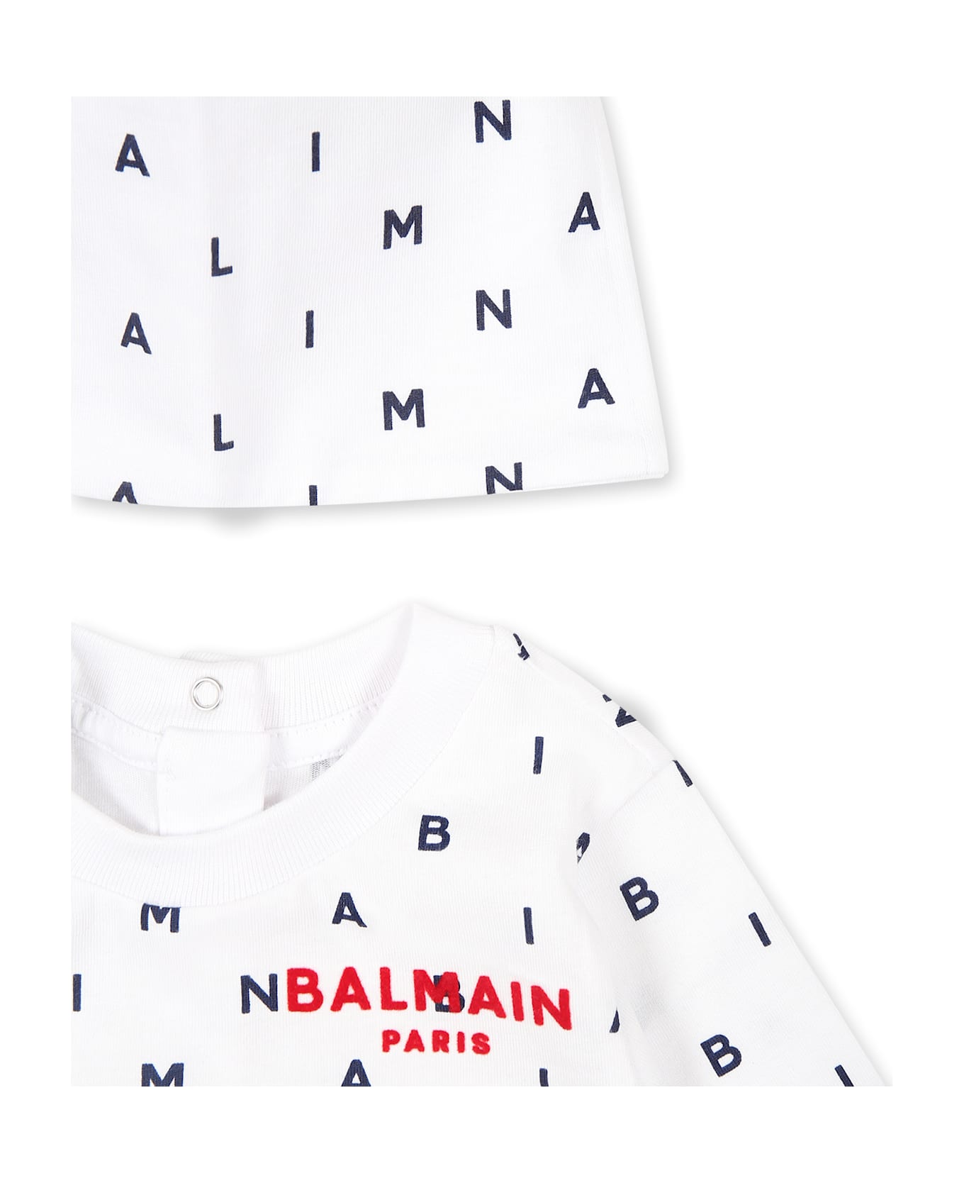 Balmain White Babaygrow Set For Bbaykids With Logo - White アクセサリー＆ギフト