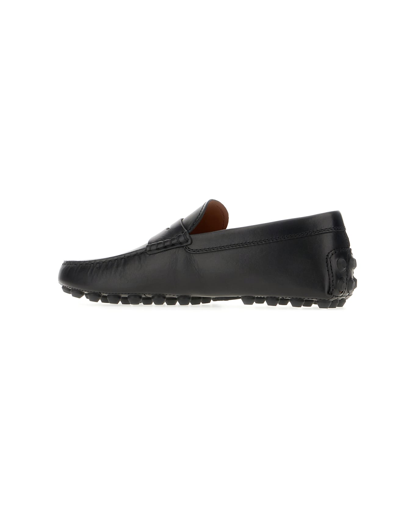 Tod's Black Leather Macro Gommino Loafers - Nero