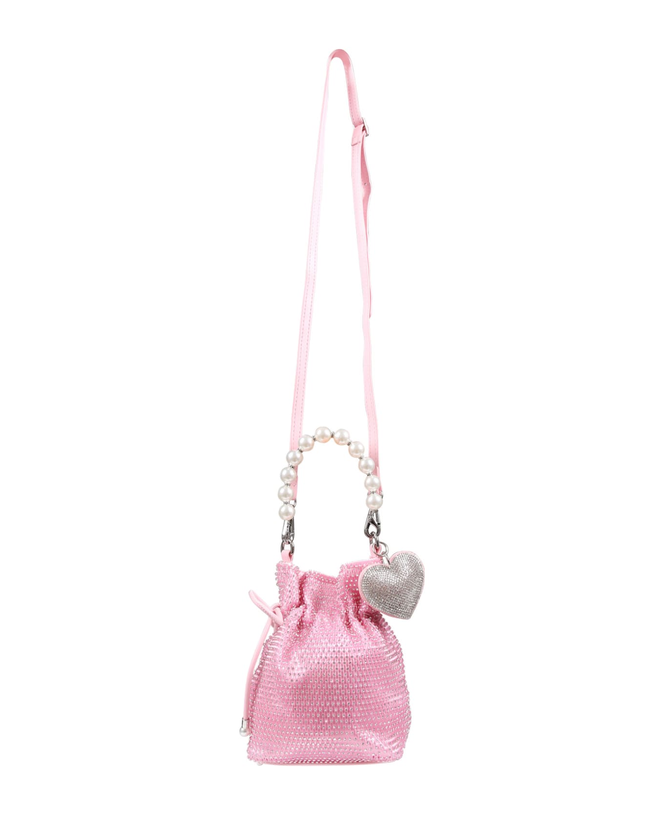 Monnalisa Pink Bag For Girl With All-over Rhinestones - Pink