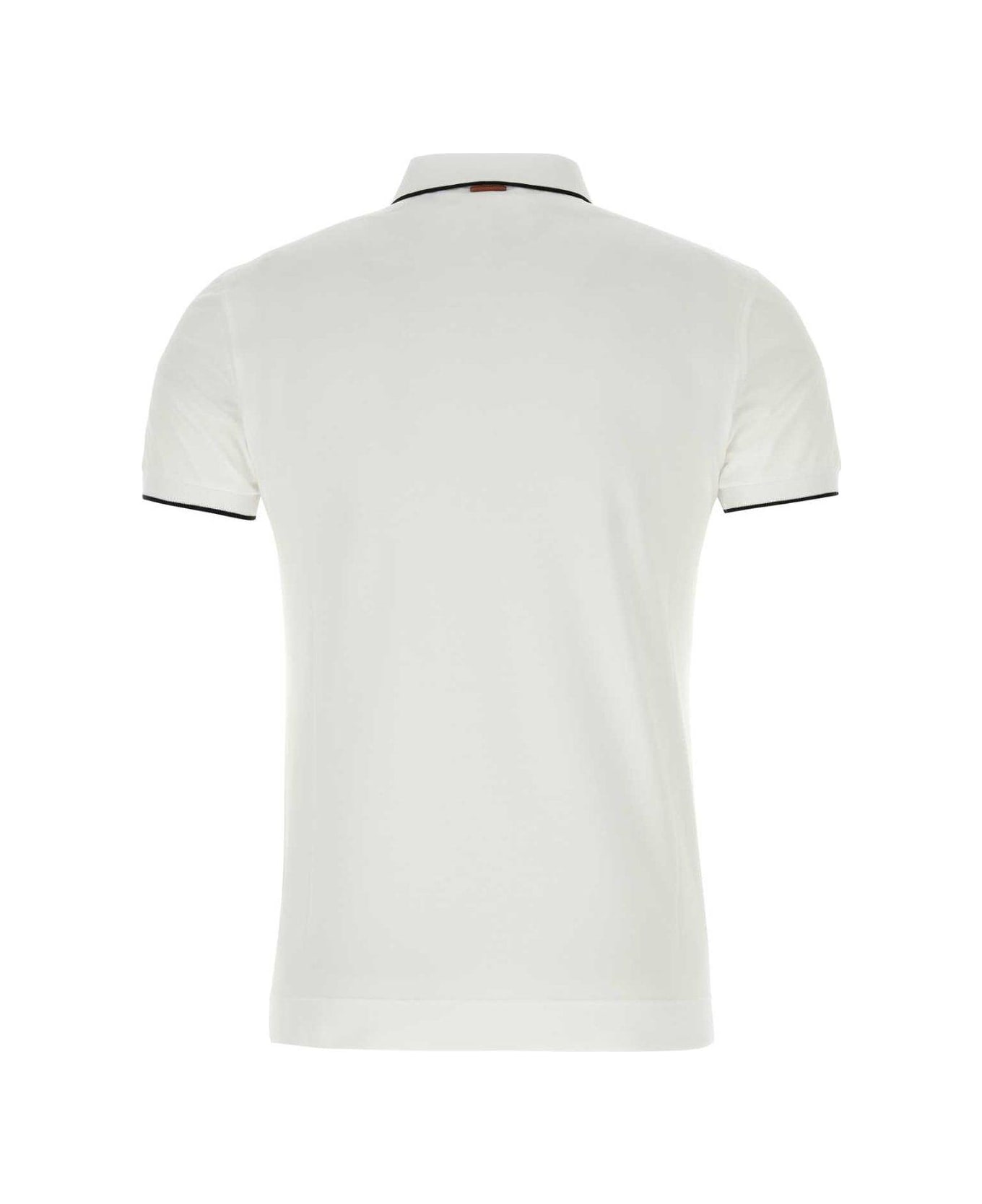 Zegna Logo Detailed Polo Shirt - WHITE