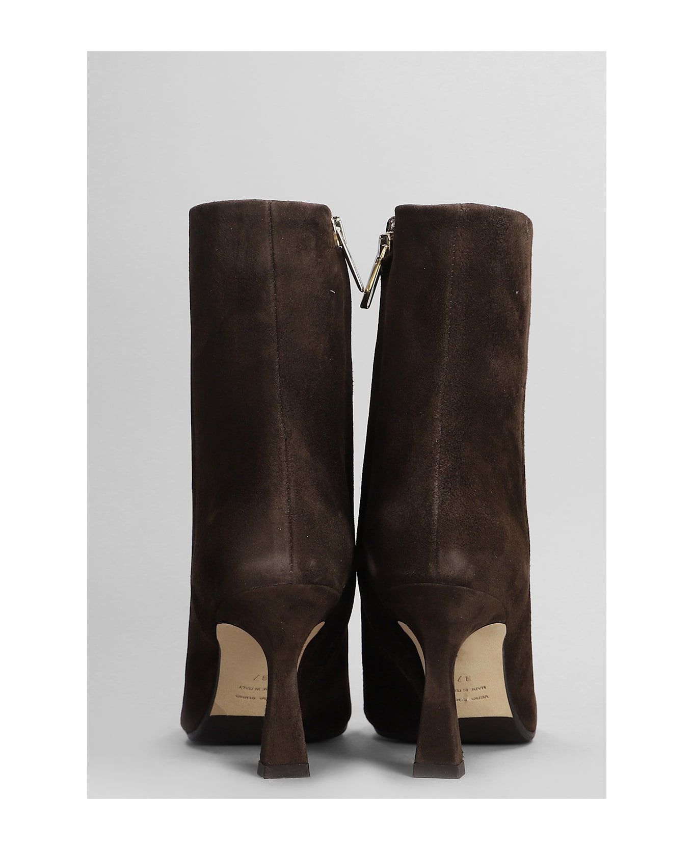 Julie Dee High Heels Ankle Boots In Dark Brown Suede - dark brown