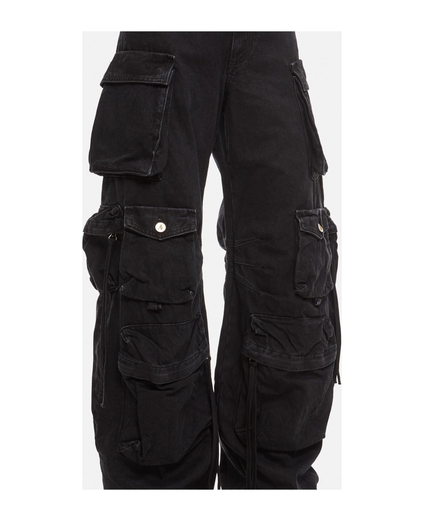 The Attico Fern Denim Cargo Trousers - Black