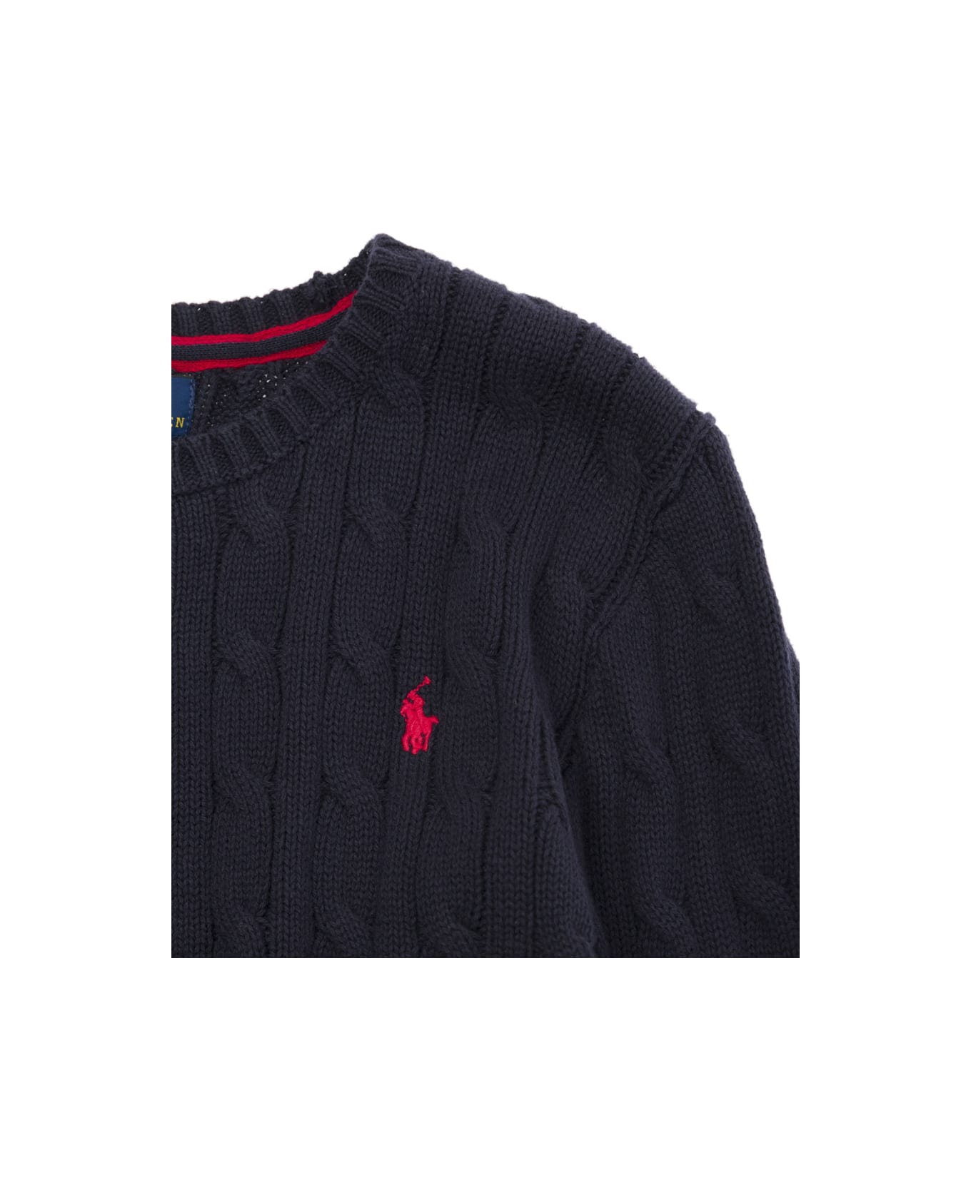 Polo Ralph Lauren Blue Cable-knit Sweater With Pony Embroidery Boy - Blu
