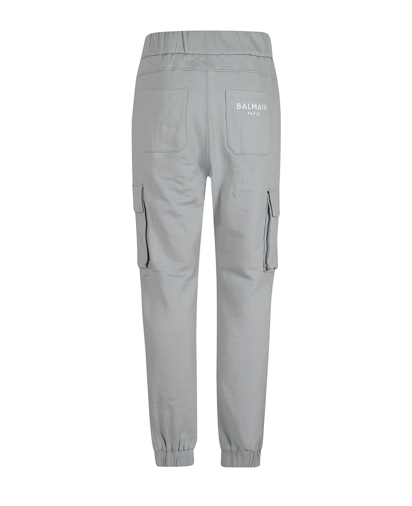 Balmain Print Cargo Sweatpants - Yhg Gris Chrome Blanc