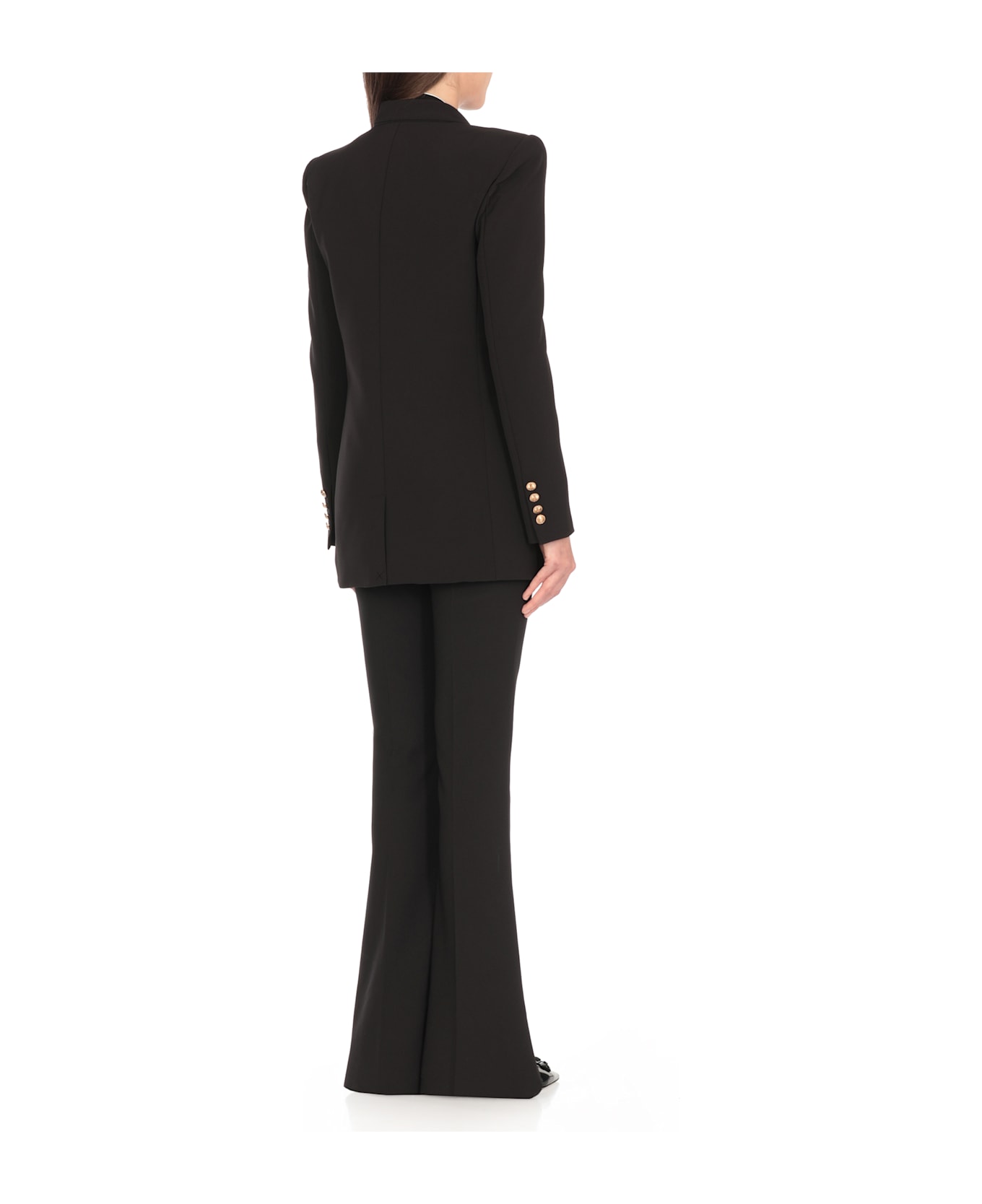 Elisabetta Franchi Crepe Double Breasted Blazer - Black