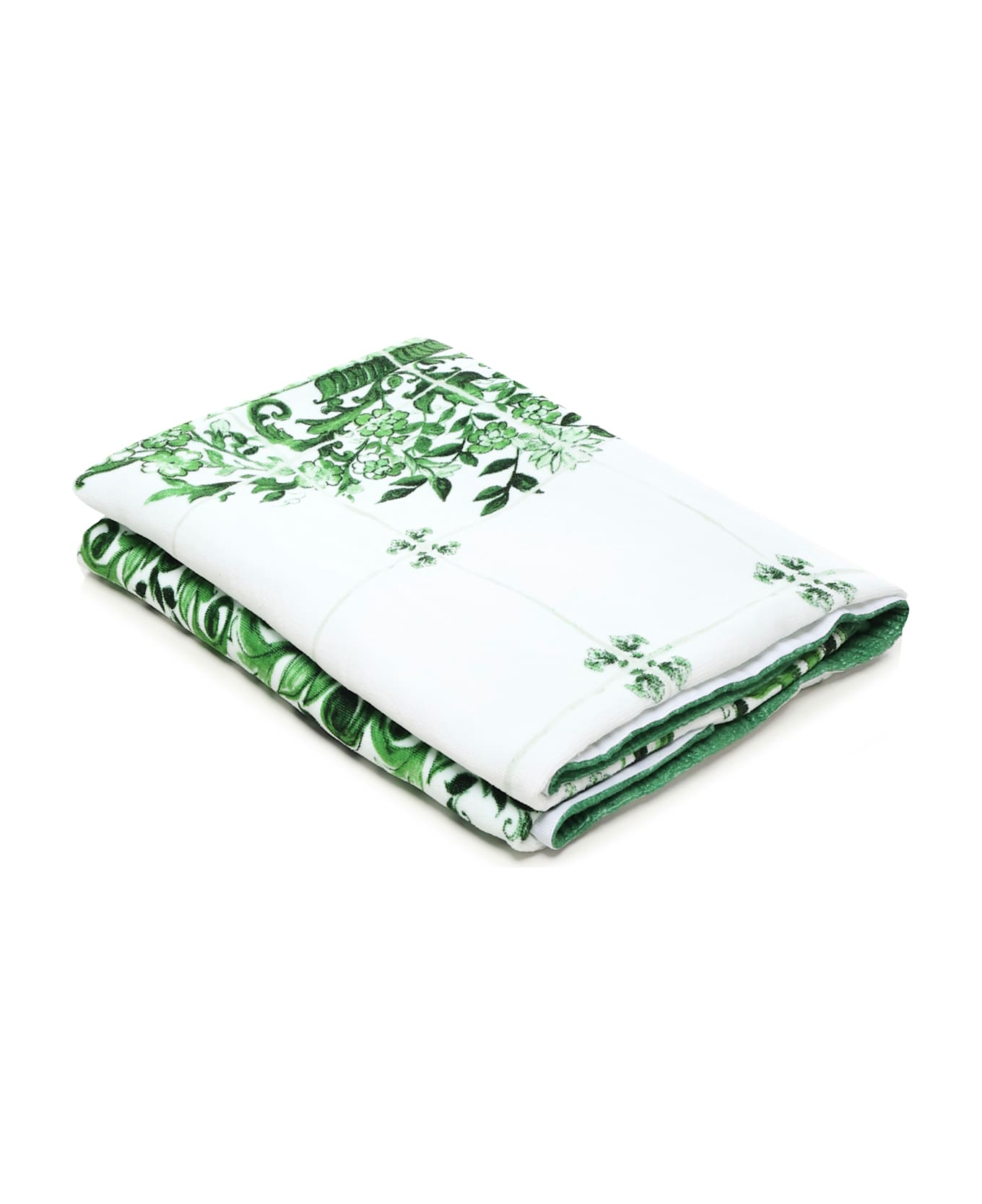 Dolce 
Gabbana Majolica Print Beach Towel - GREEN/WHITE