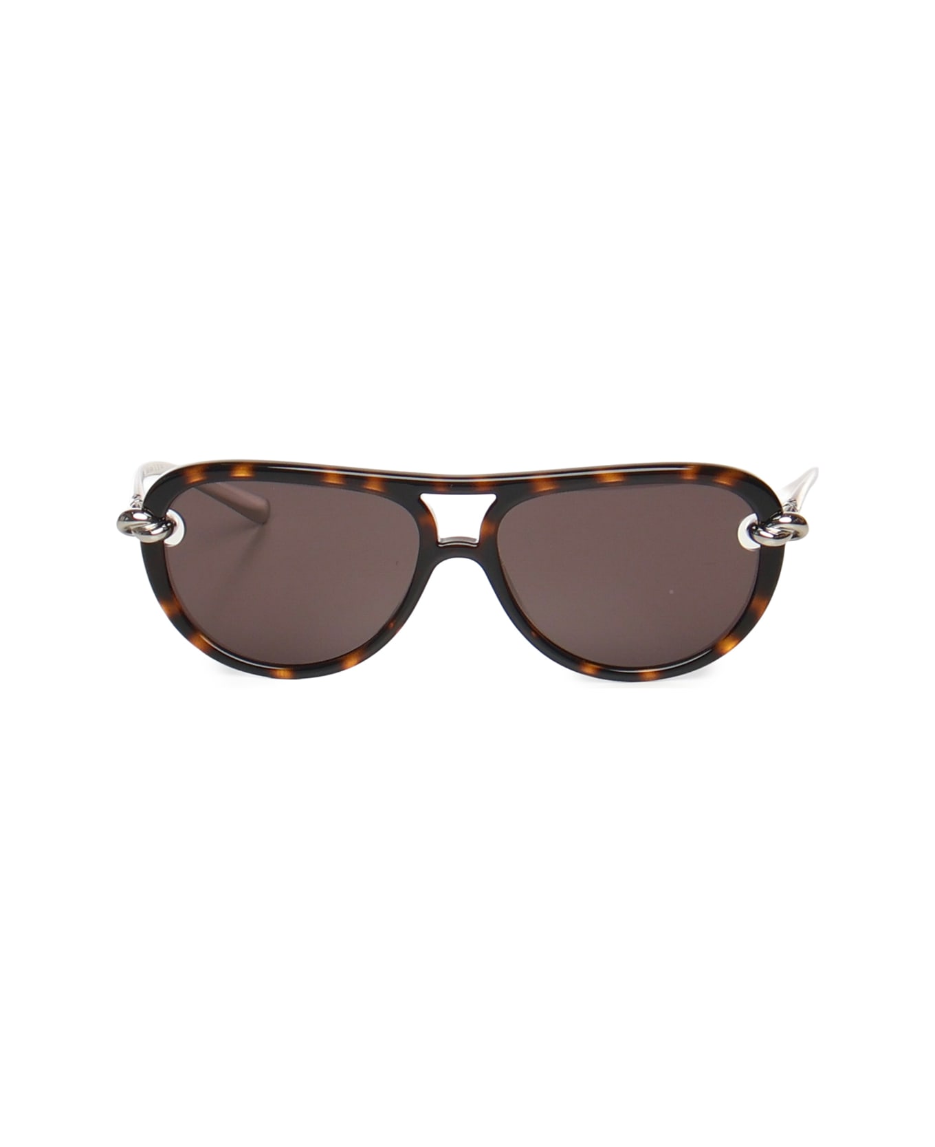 Bottega Veneta Knot Aviator Sunglasses - Havana silver grey