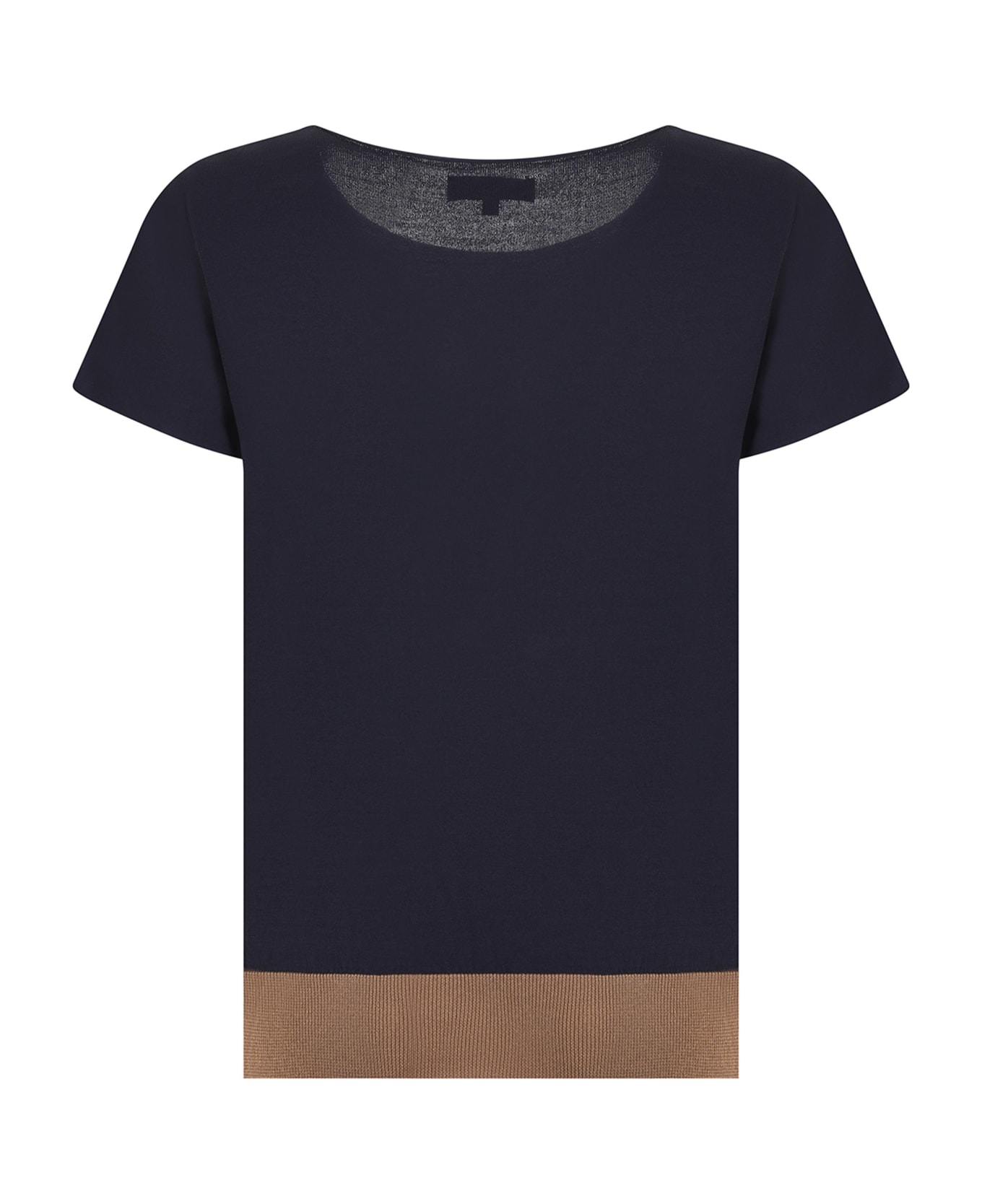 Fay T-shirt Fay In Filato Di Viscosa - Blu scuro/beige Tシャツ