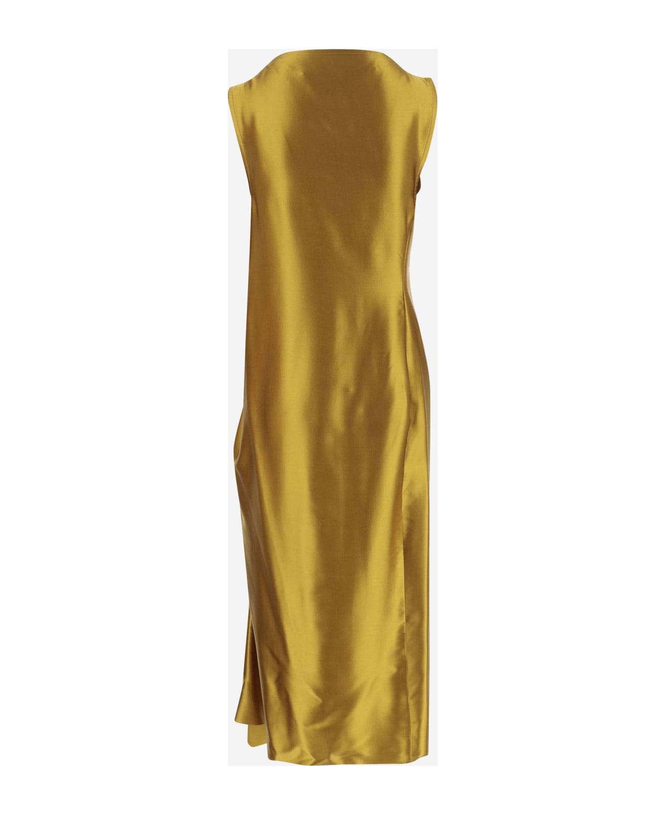 Stephan Janson Draped Silk Dress - Golden