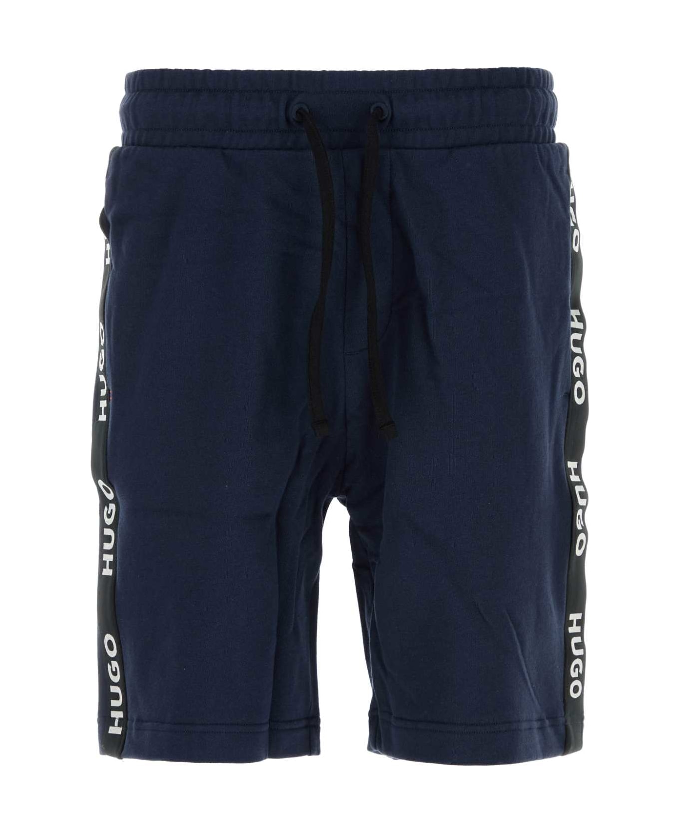 Hugo Boss Blue Cotton Bermuda Shorts - DARKBLUE