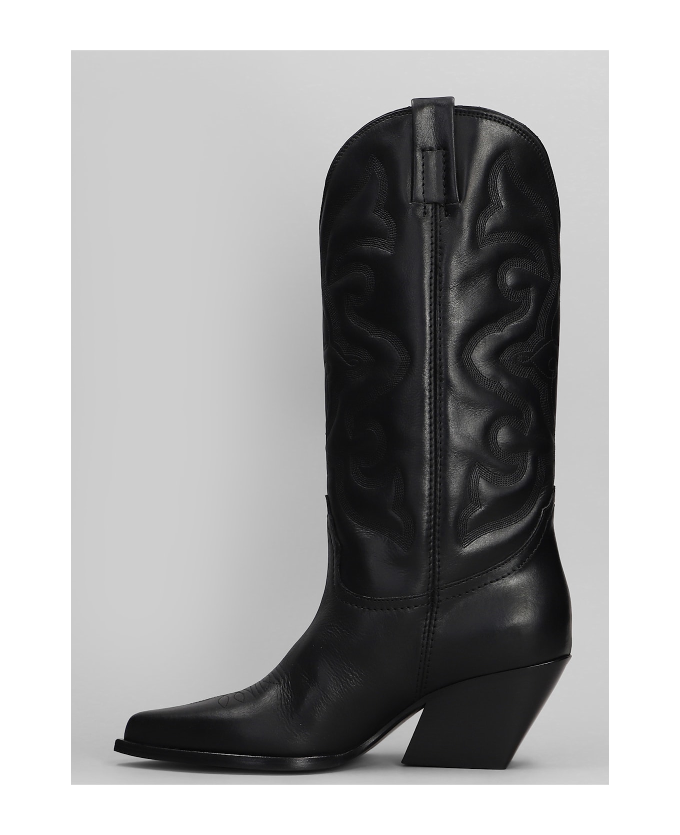 Elena Iachi Texan Boots In Black Leather - black