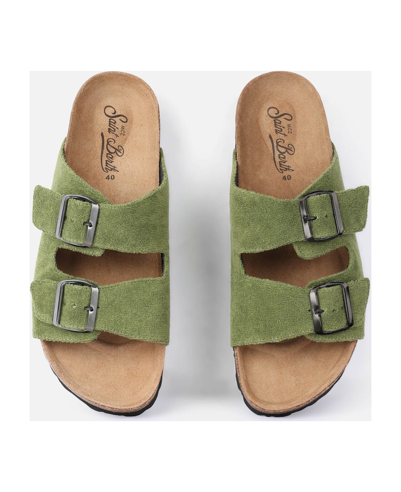 MC2 Saint Barth Military Green Terry Man Sandals - GREEN