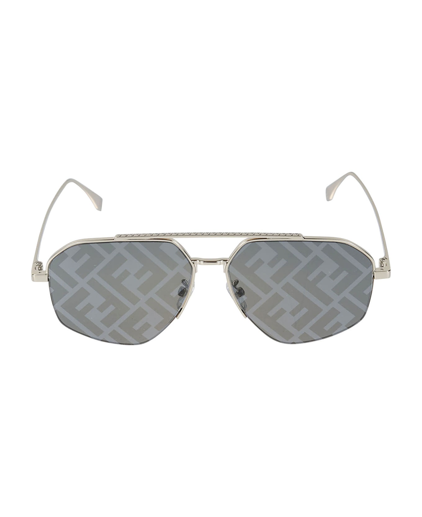 Fendi Eyewear Aviator Logo Monogram Sunglasses - 10c