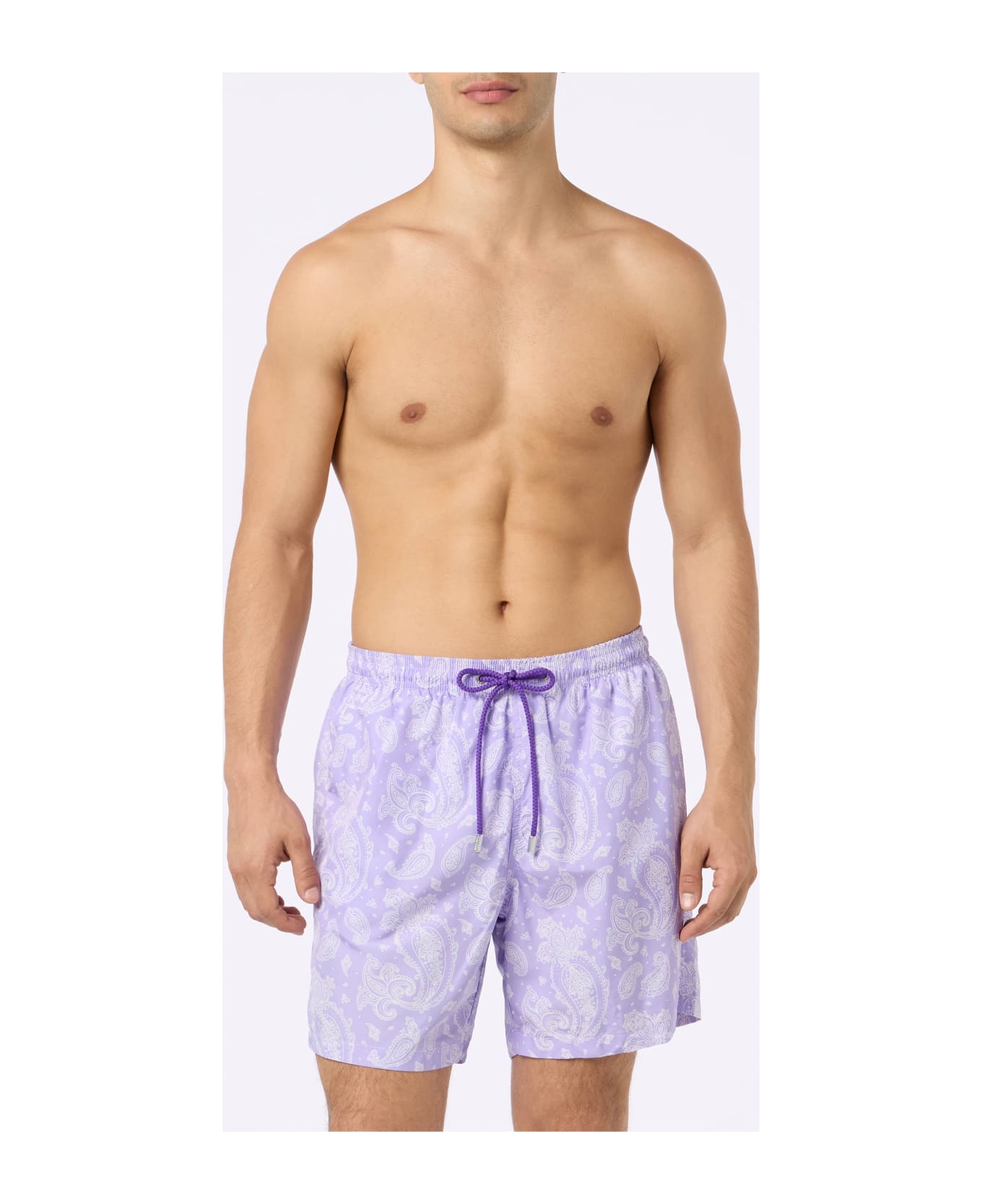 MC2 Saint Barth Man Lightweight Fabric Swim-shorts Lighting With Paisley Print - PINK