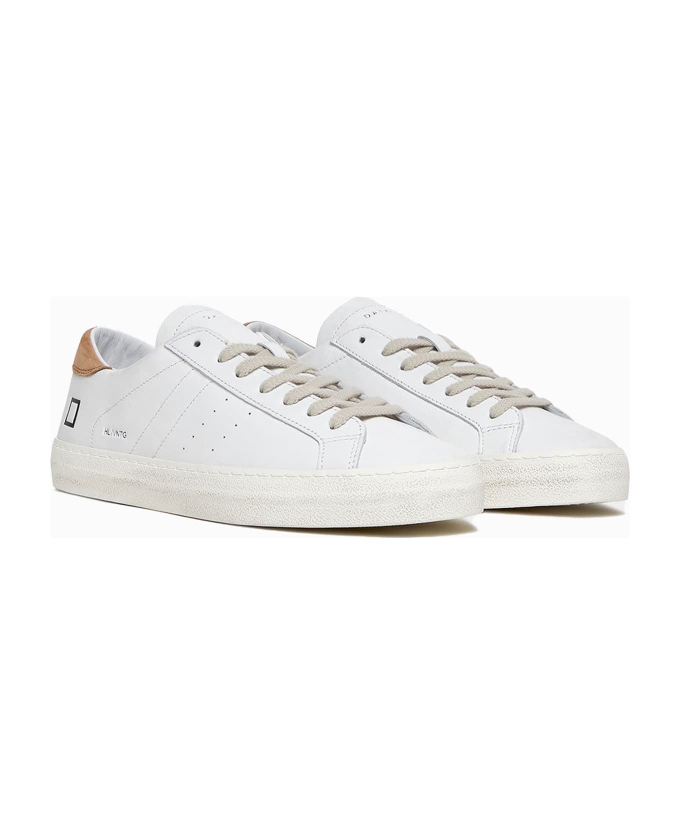 D.A.T.E. Hill Low Vintage Men's Sneaker In Leather - WHITE RUST
