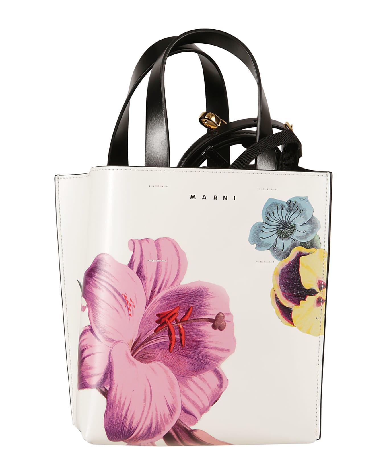 Marni Flower Print Tote - Lily White/Pink トートバッグ