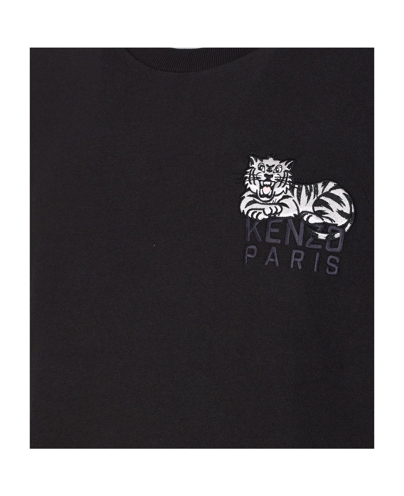 Kenzo Happy Tiger Embroidered T-shirt - Black