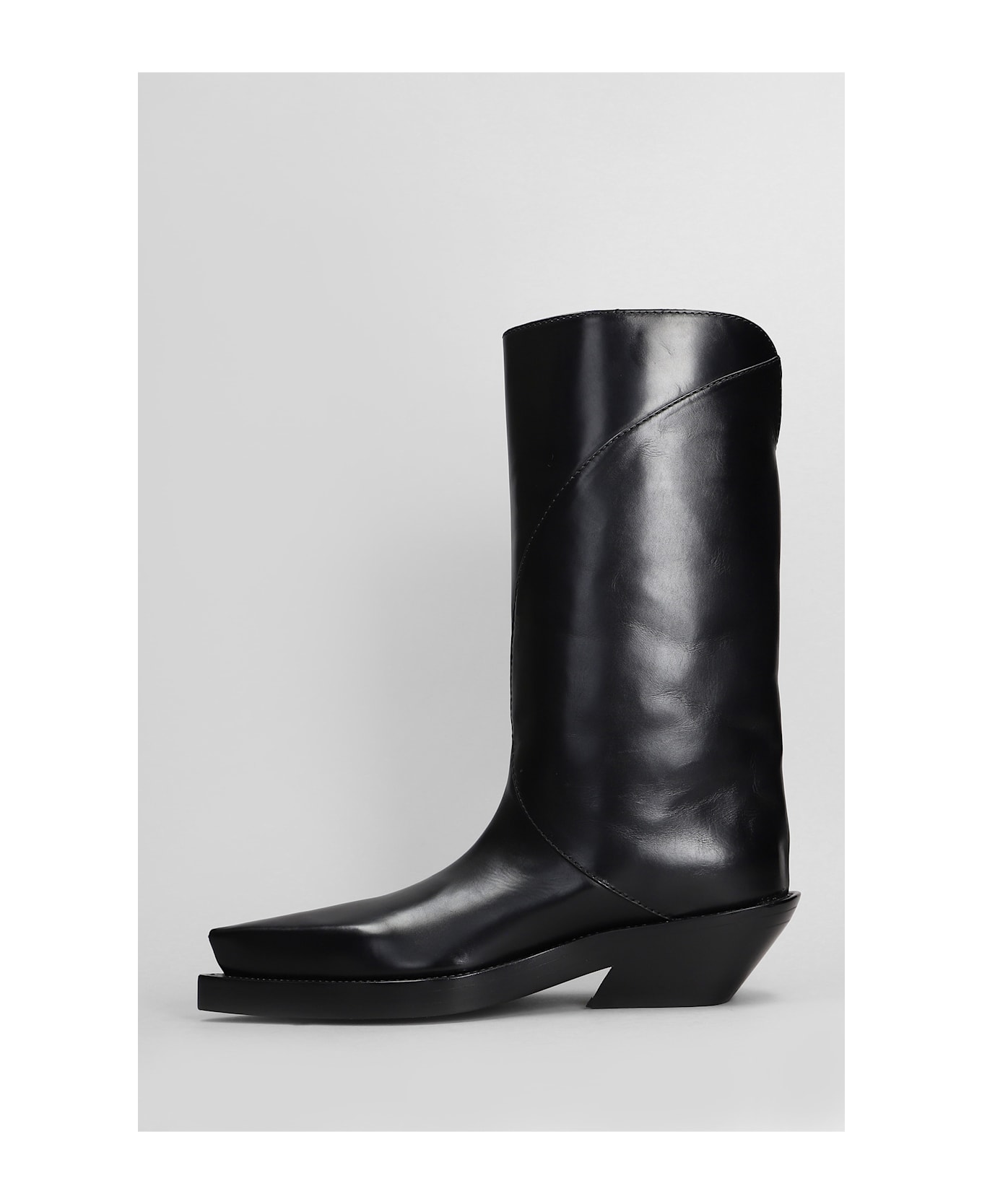 Mugler Santiago Boot High Heels Ankle Boots In Black Leather - black