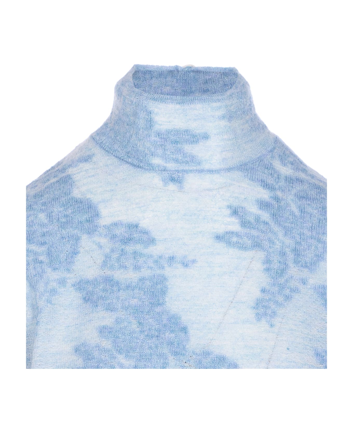 Ganni Sheer Flower Sweater - Blue