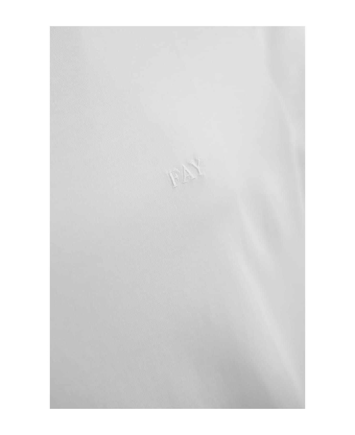 Fay T-shirt With Logo Embroidery - Bianco