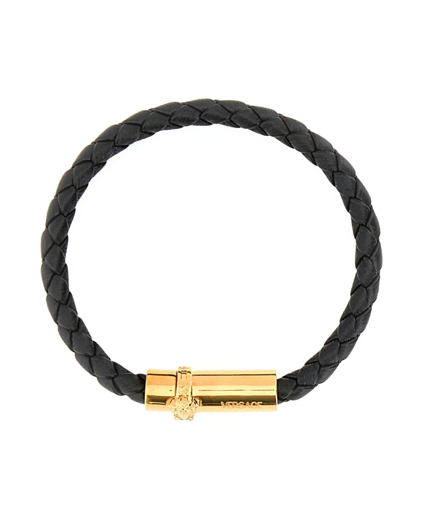 Versace Black Leather Bracelet - Black ブレスレット