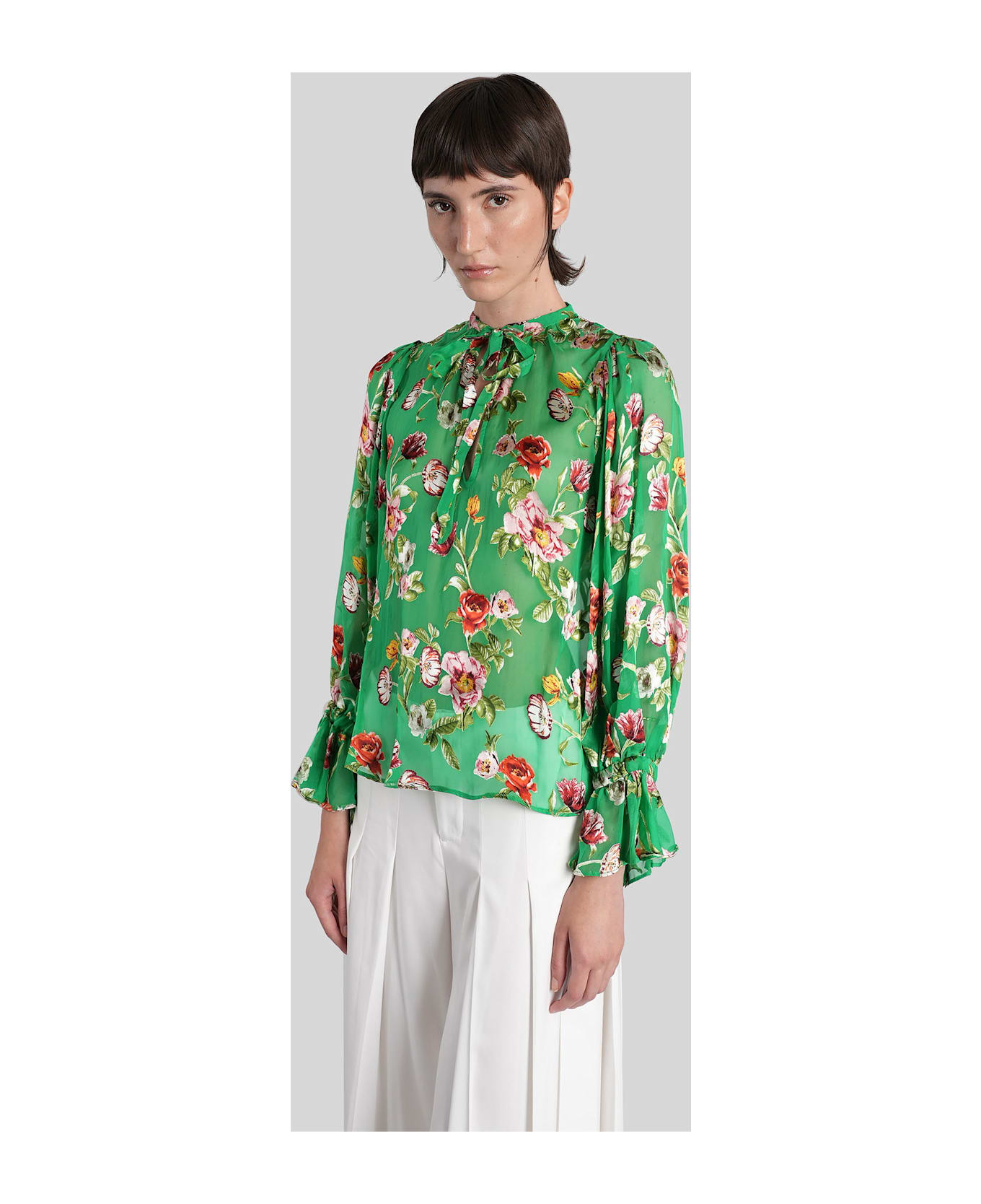 Alice + Olivia Moranne Blouse In Green Polyester - green