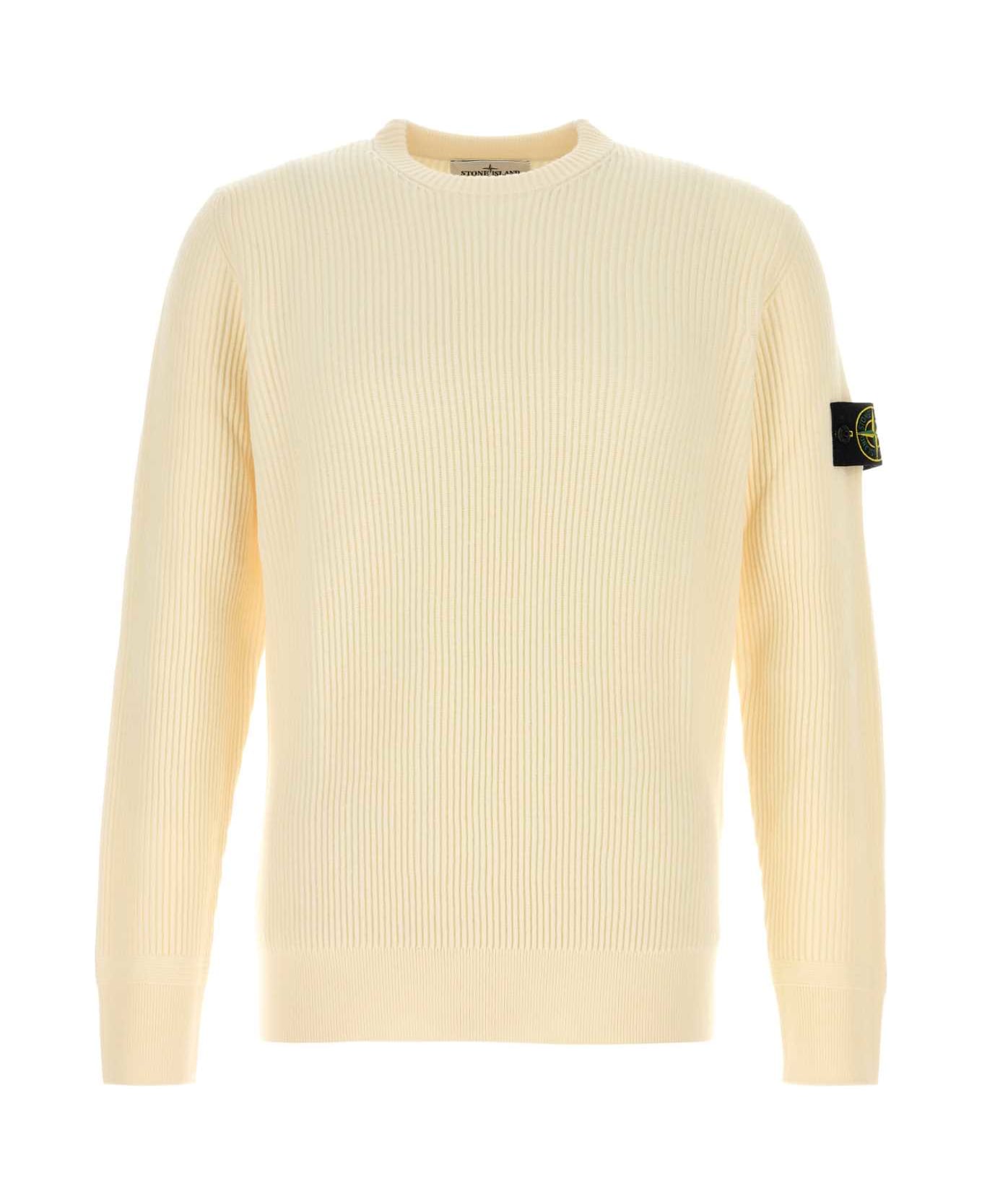 Stone Island Cream Wool Sweater - IVORY