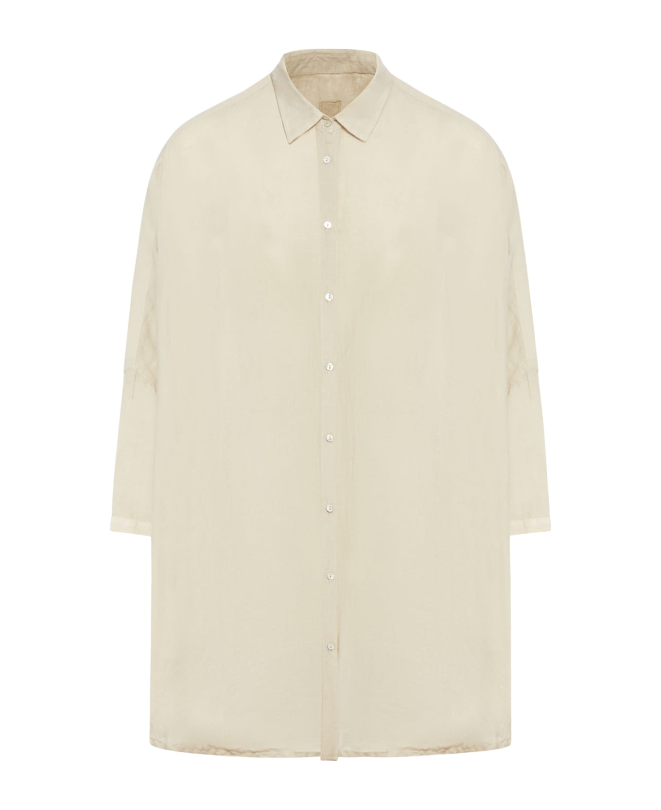 120% Lino Short Sleeve Woman Shirt - Nut シャツ