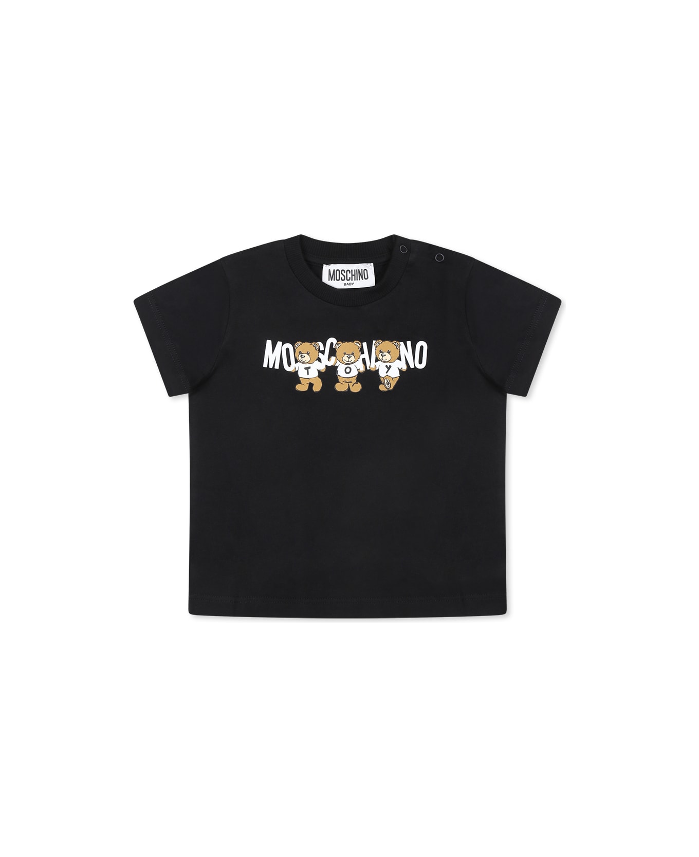 Moschino Black T-shirt For Babykids With Three Teddy Bears - Black