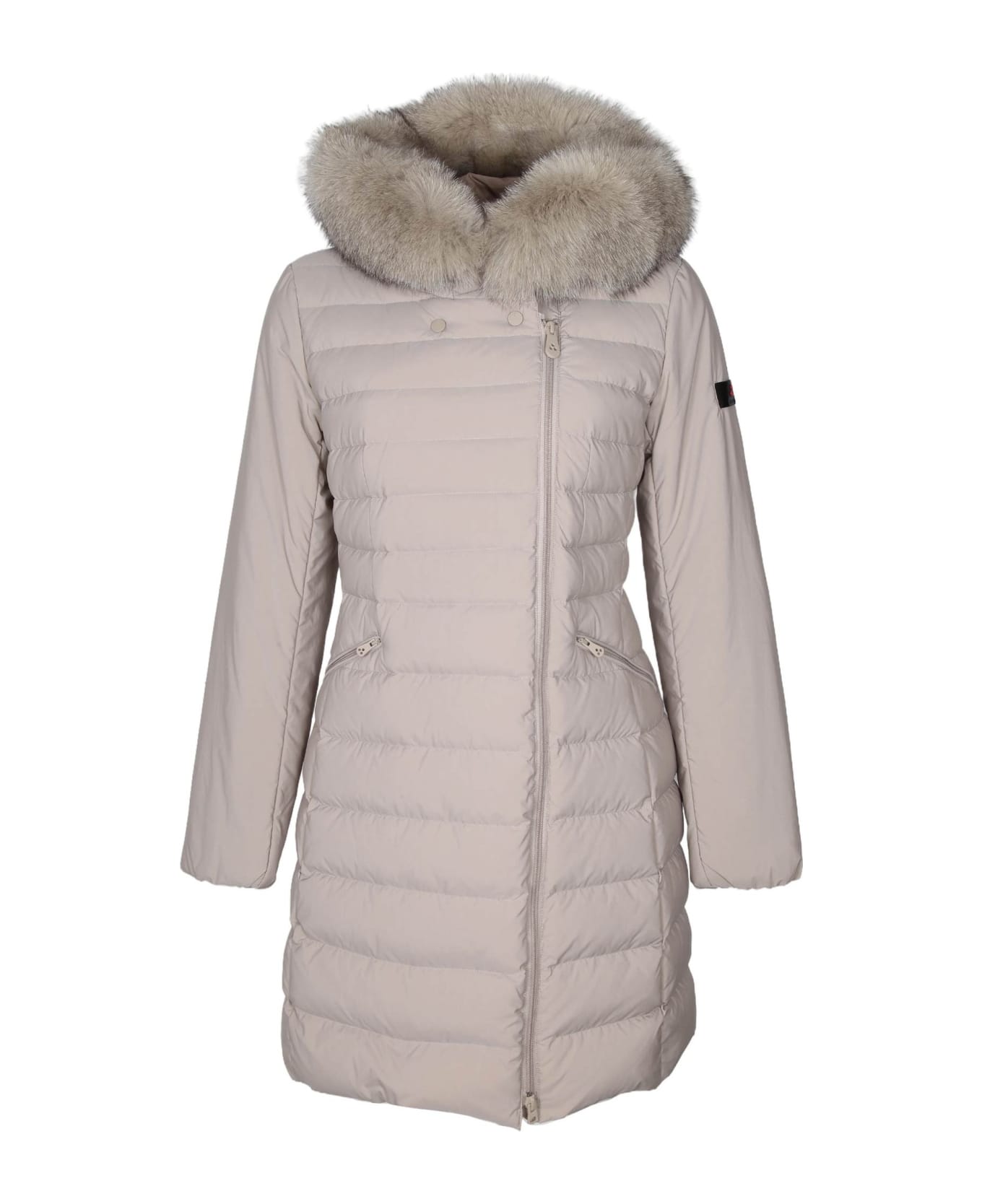 Peuterey Slim Seriola Down Jacket Ml 04 Fur In Nylon Beige Color - BEIGE