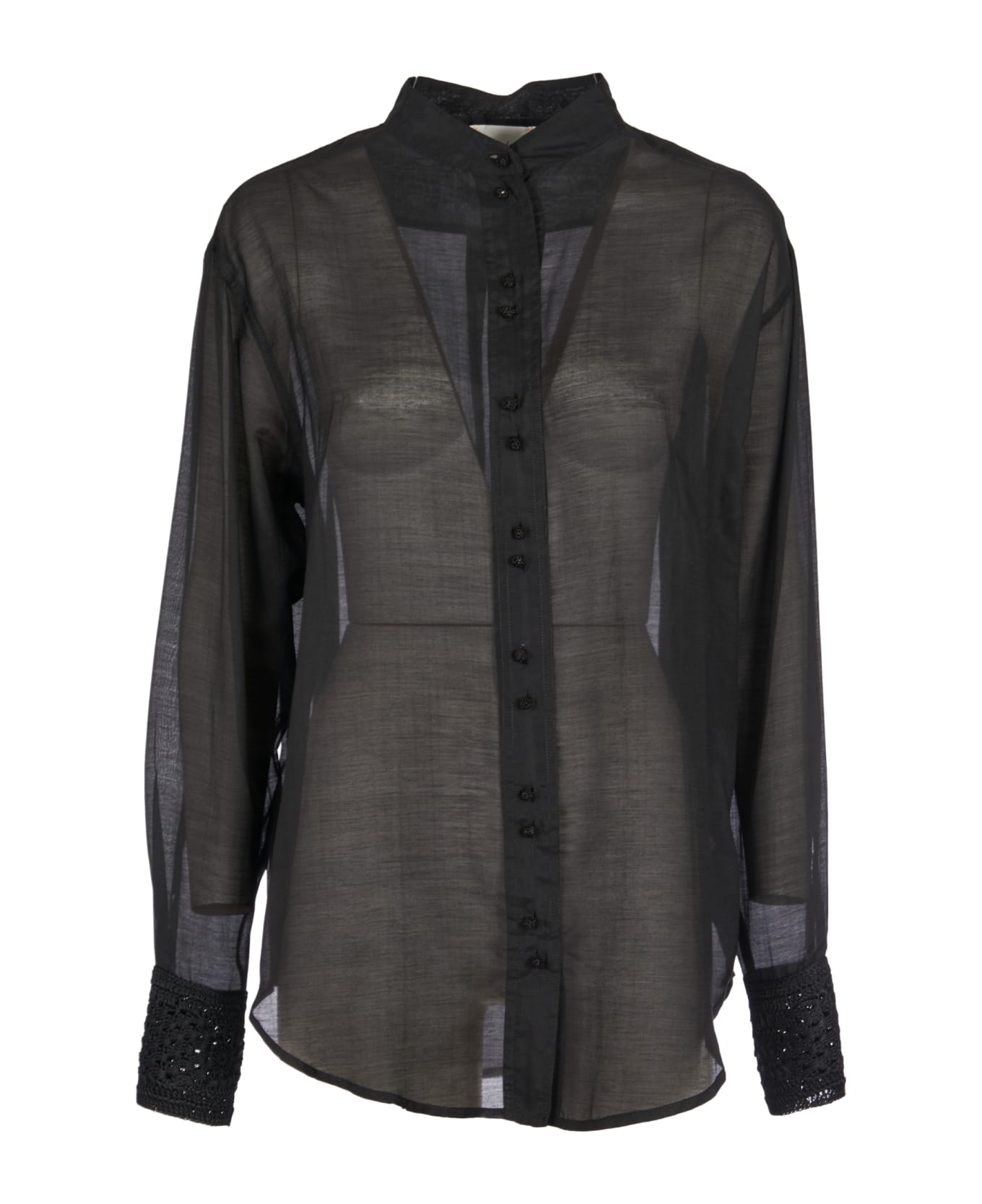 Forte_Forte See-through Long-sleeved Shirt - Black ブラウス
