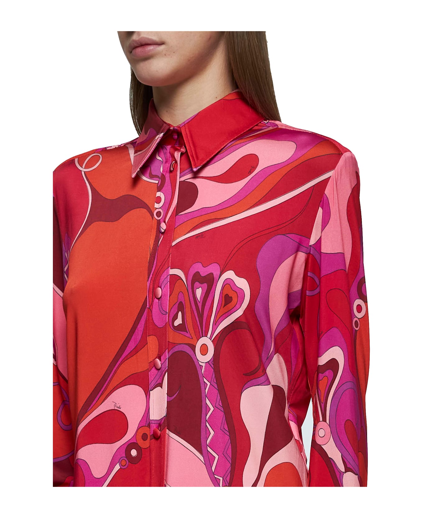 Pucci 'orchidee' Shirt - Rosso/fuxia