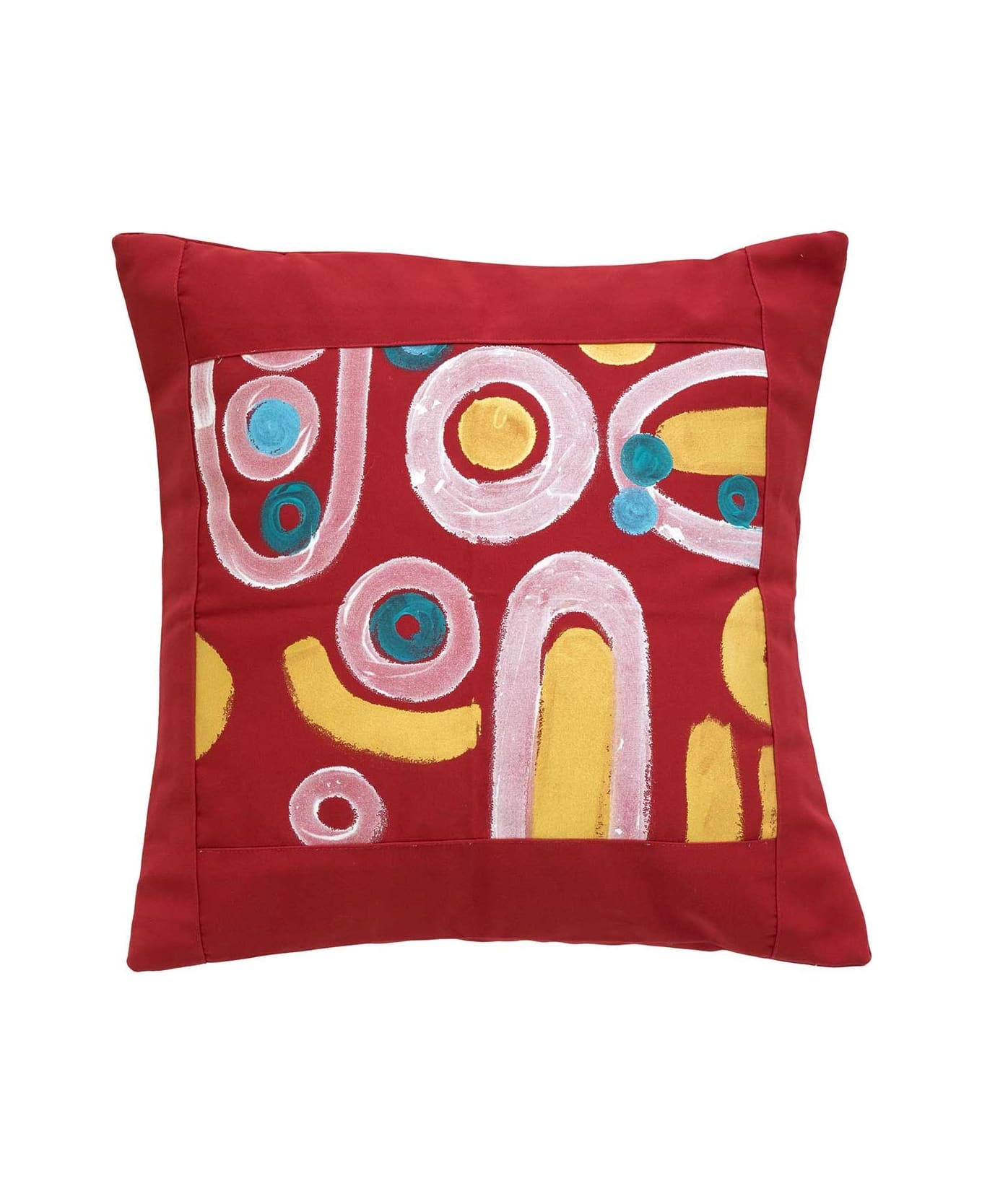 Le Botteghe su Gologone Hand Painted Cushions 100x100 Cm - Red Fantasy