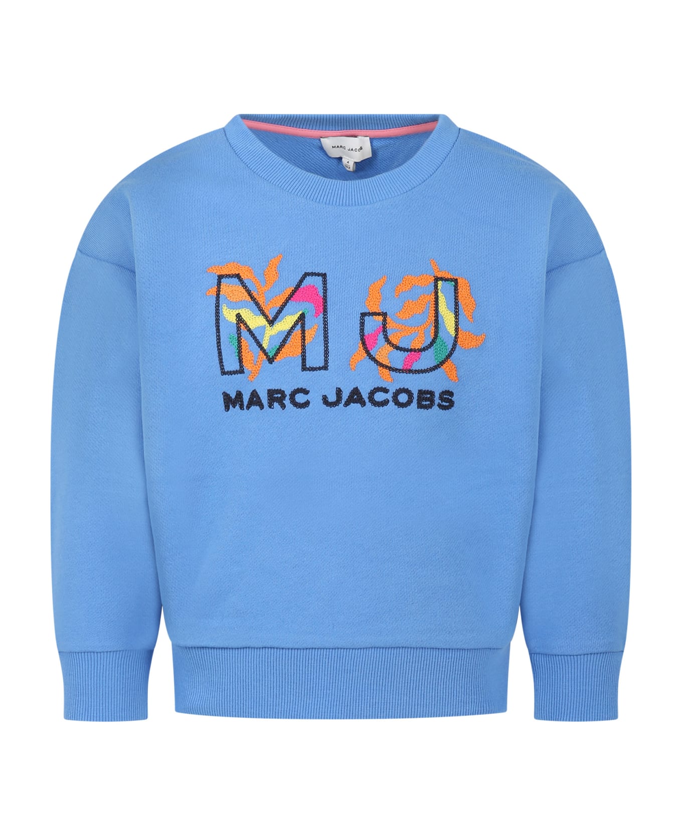 Marc Jacobs Blue Sweatshirt For Girl With Logo - Blue ニットウェア＆スウェットシャツ