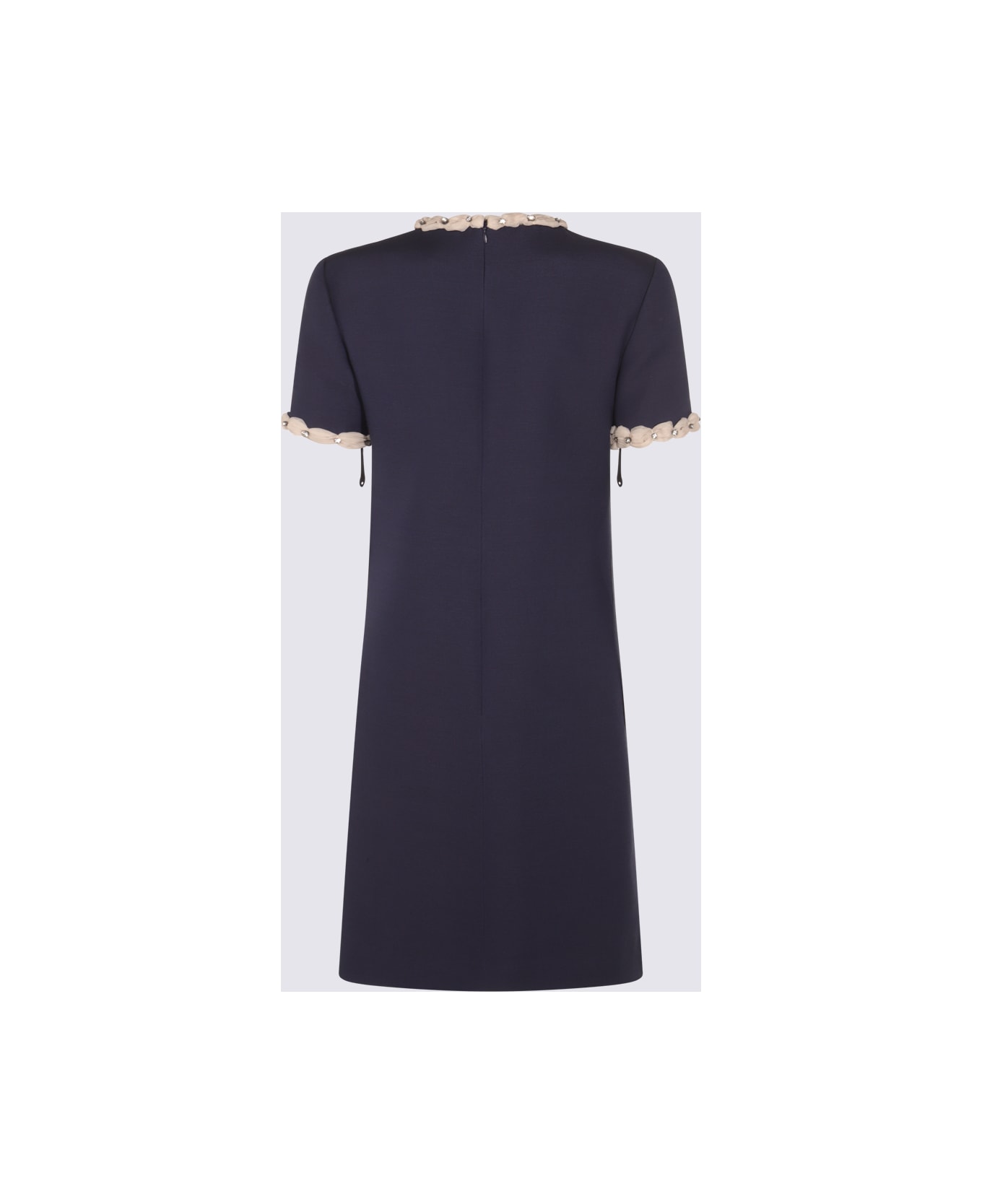 Valentino Blue Wool Mini Dress - INDACO/AVORIO