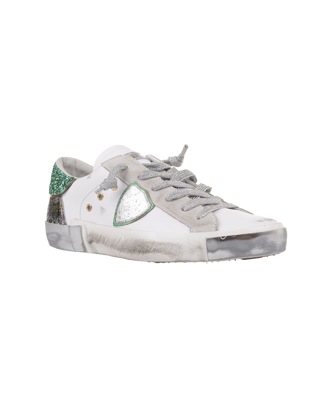 Philippe Model Prsx Low Sneakers - White And Green - White