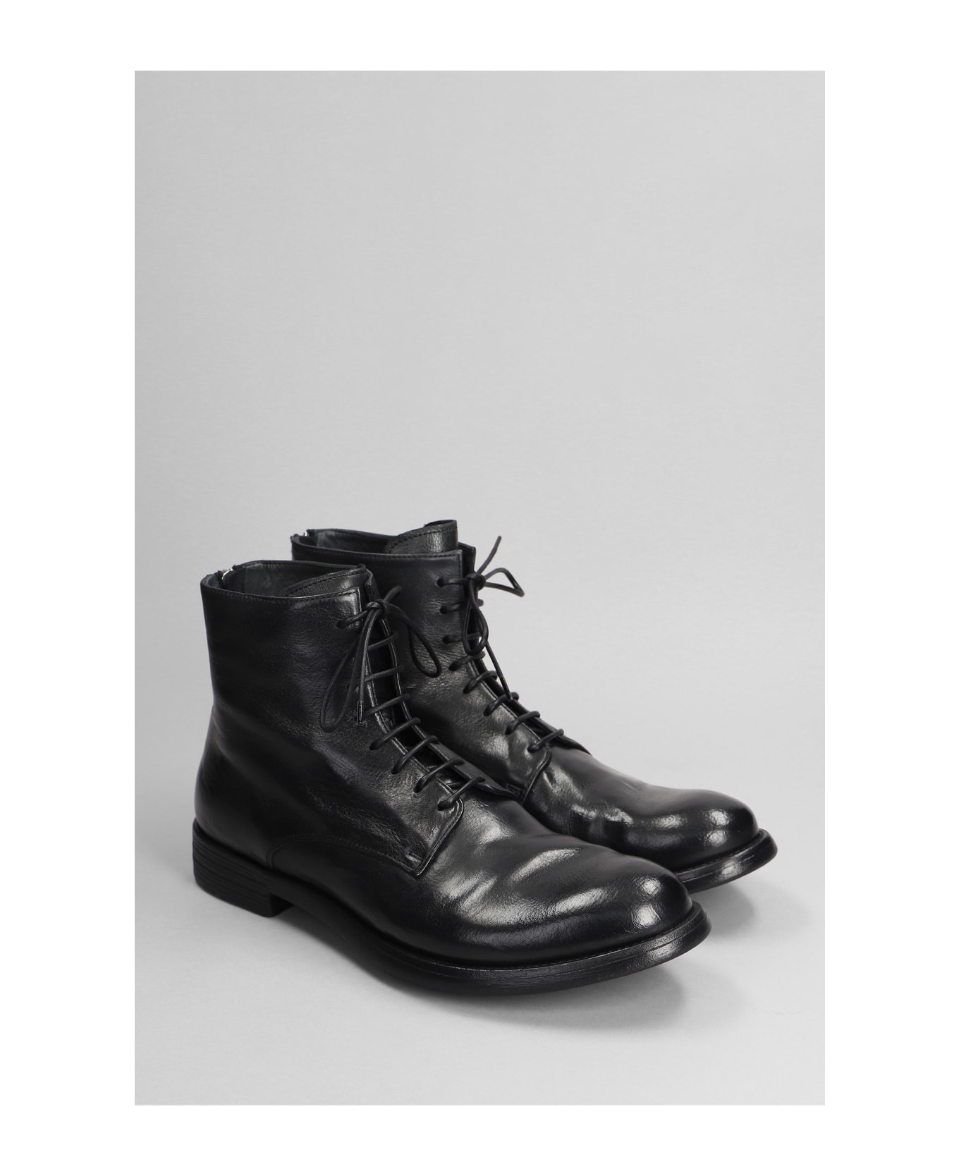 Officine Creative Hive 016 Ankle Boots In Black Leather - black