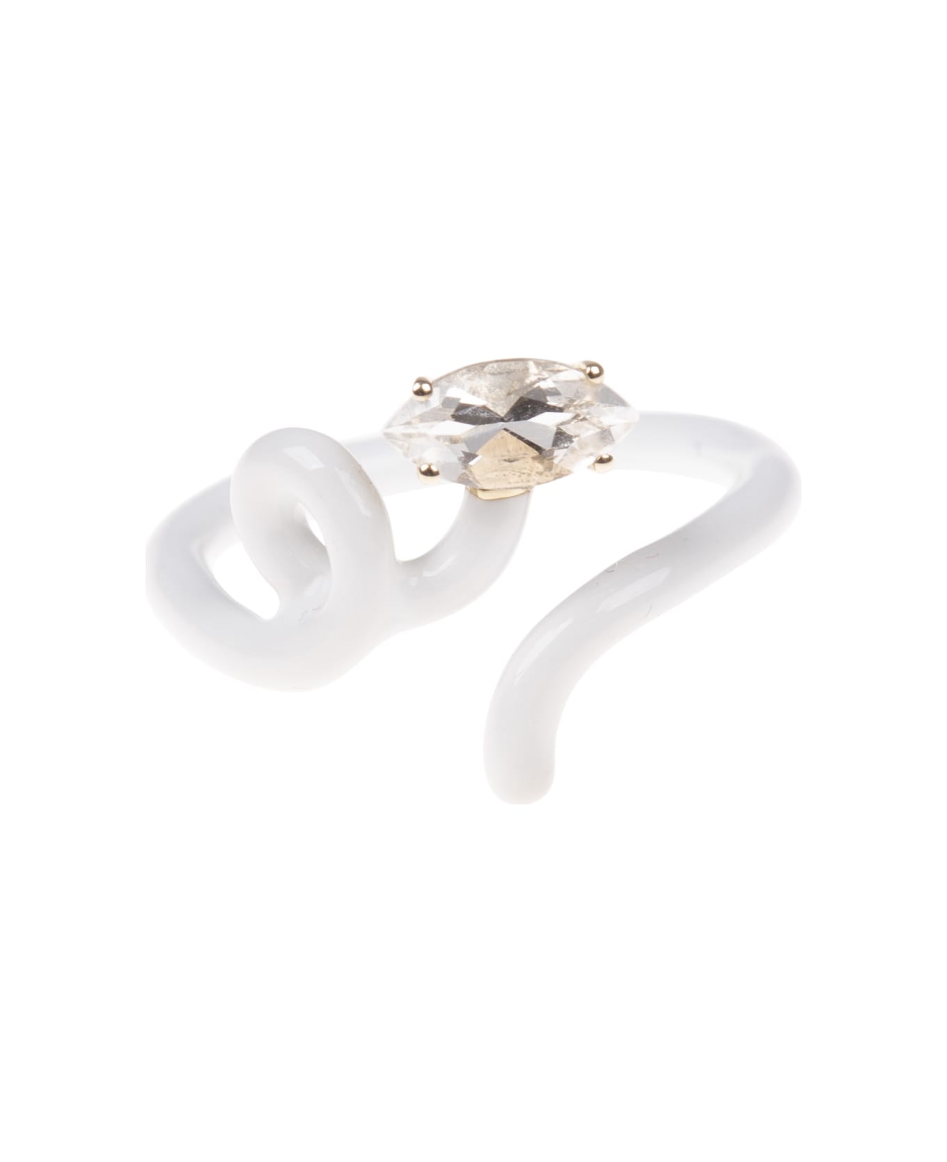 Bea Bongiasca Baby Vine Tendril Ring In White - White
