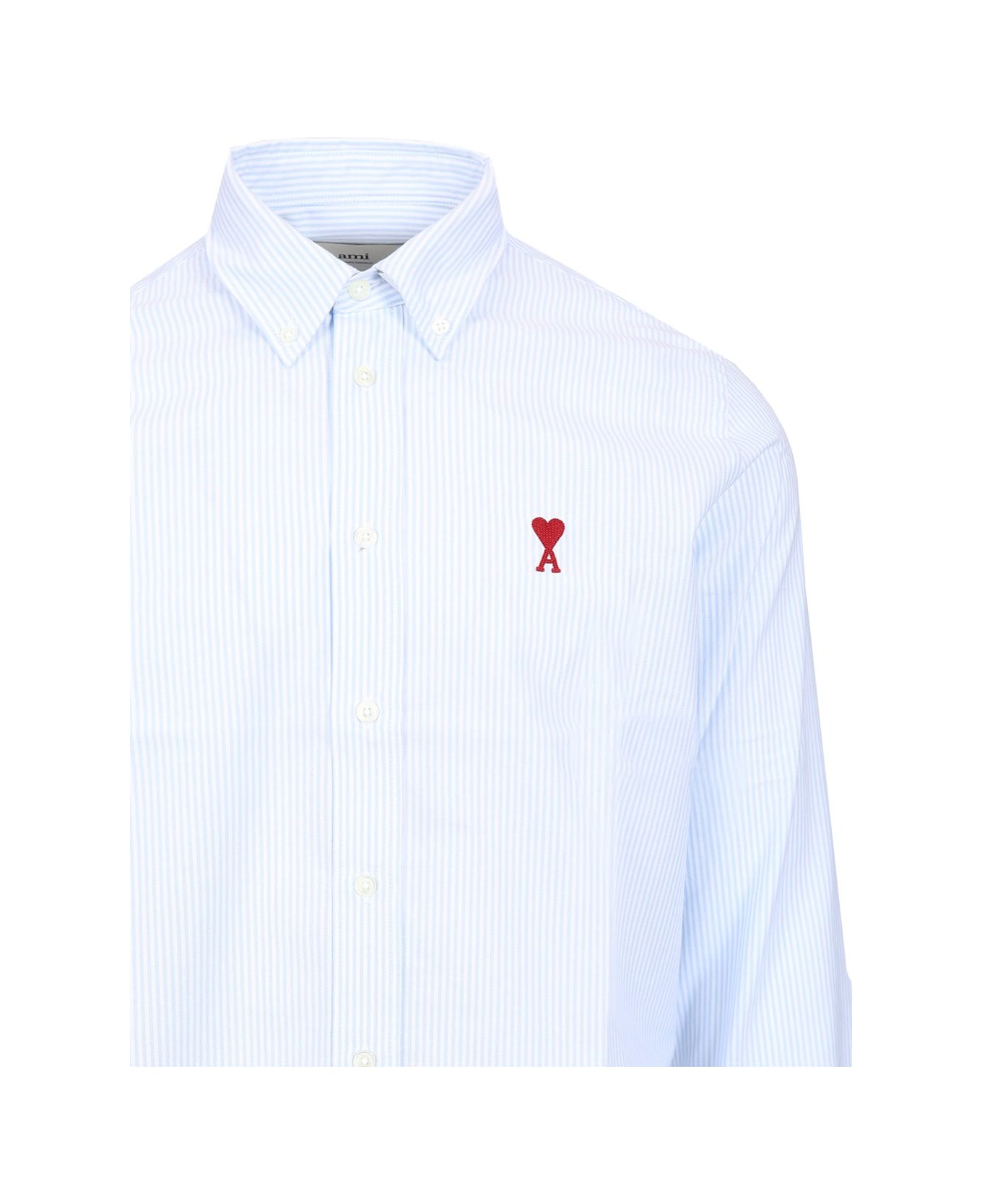 Ami Alexandre Mattiussi Striped 
ami De Coeur
 Shirt - Clear Blue