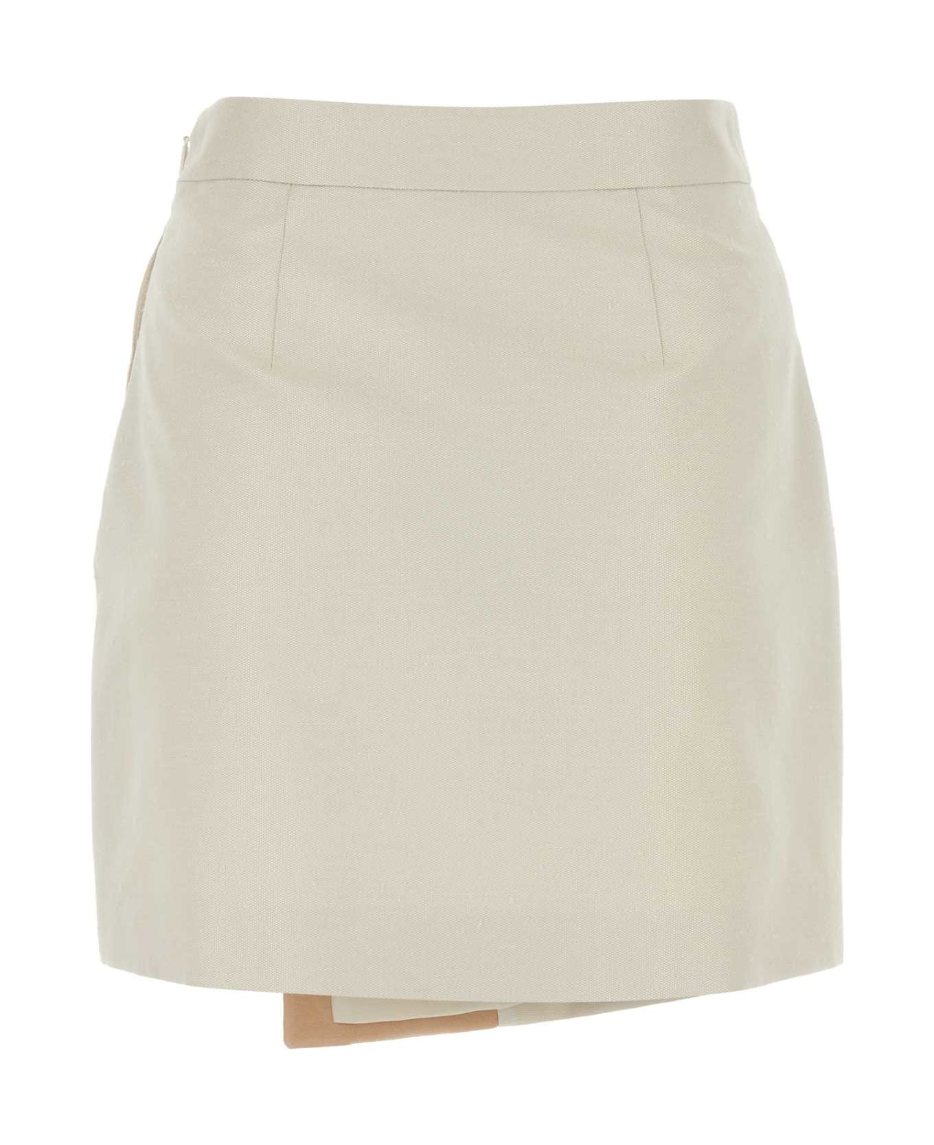 Fendi Ivory Canvas Mini Skirt - LINEN